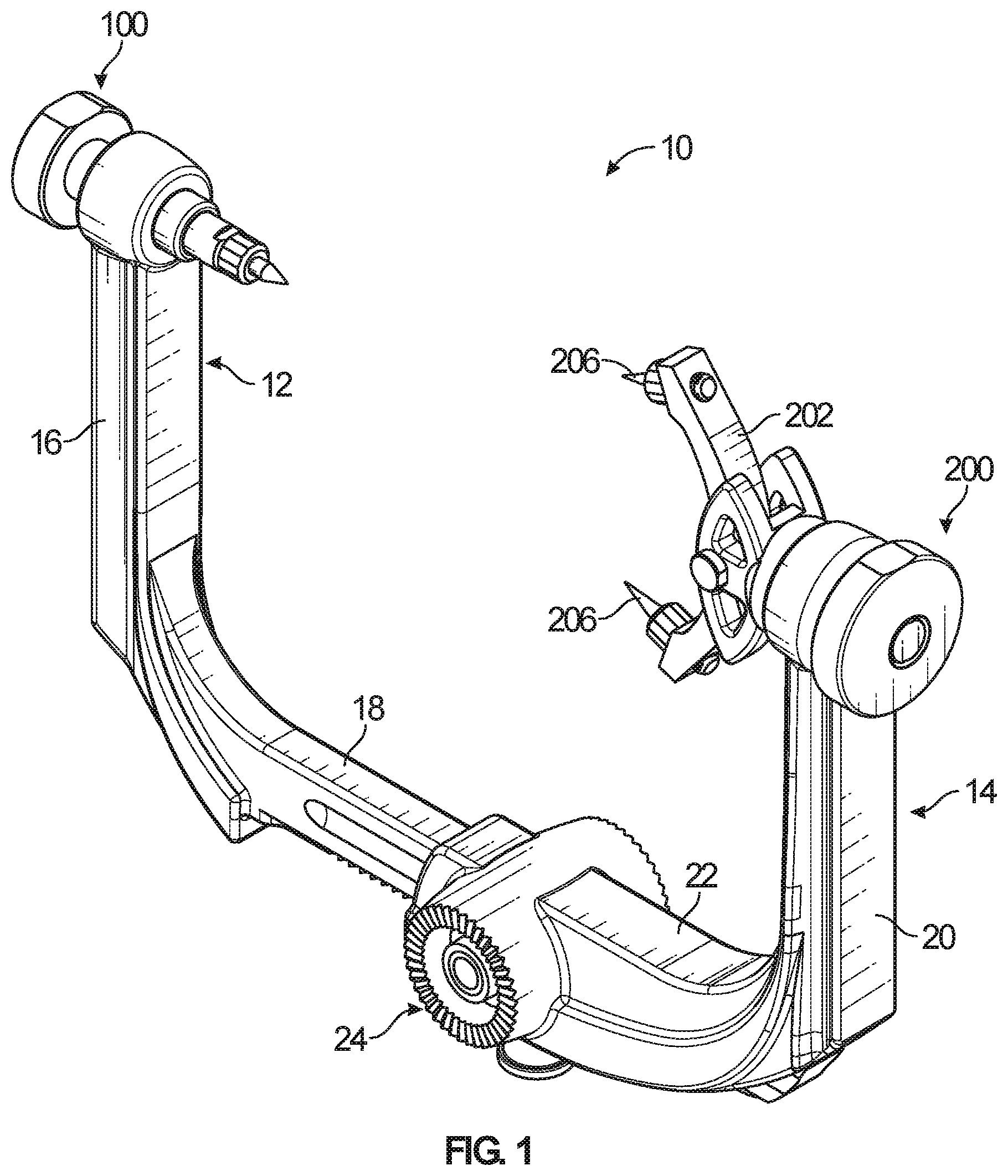Patent US12090000 — Head stabilization device with non-uniform pins — Figure 1