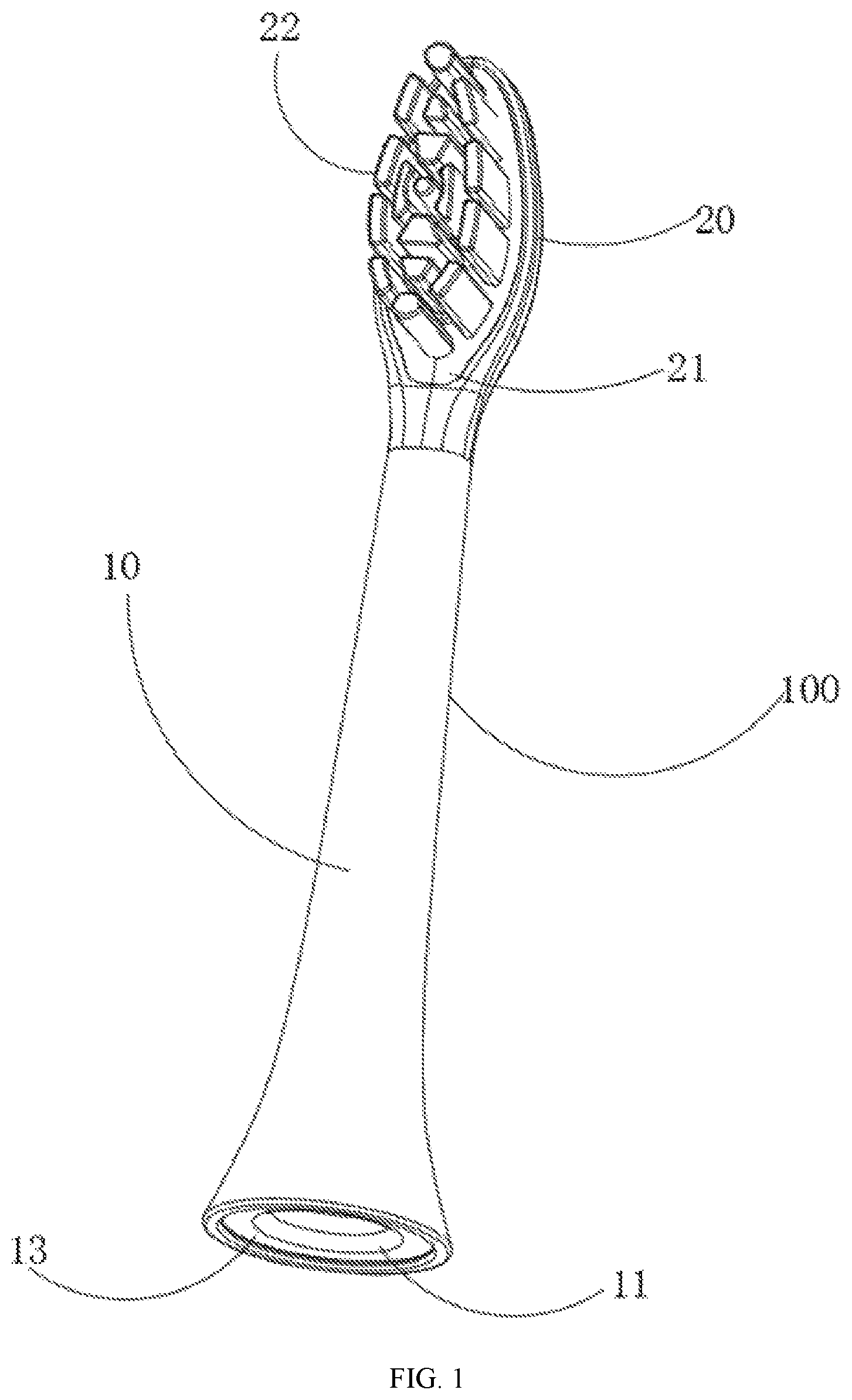 Patent US12090015 — Electric toothbrush replacement head device — Figure 1