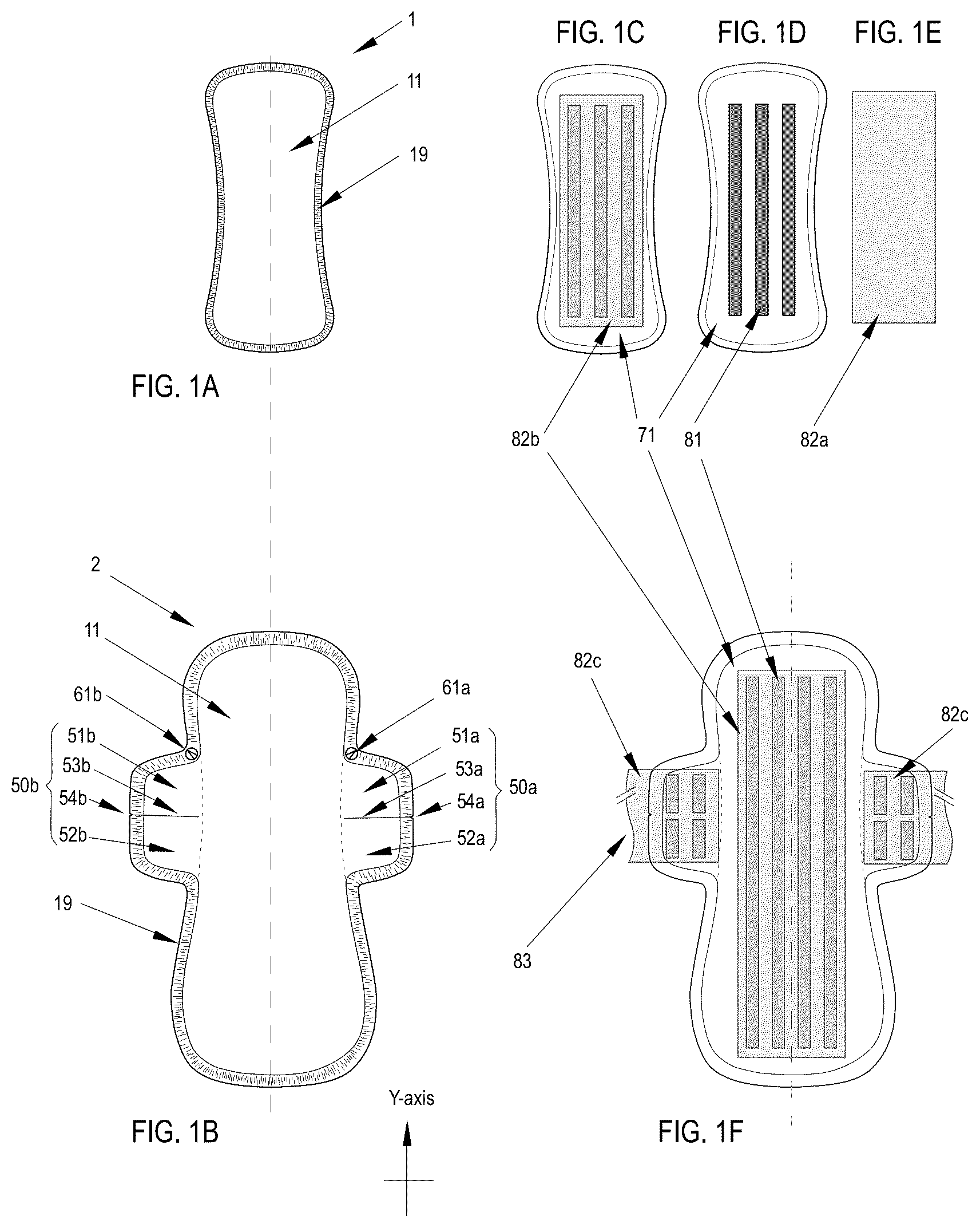 Patent US12090033 — System of pantiliners and menstrual pads — Figure 1