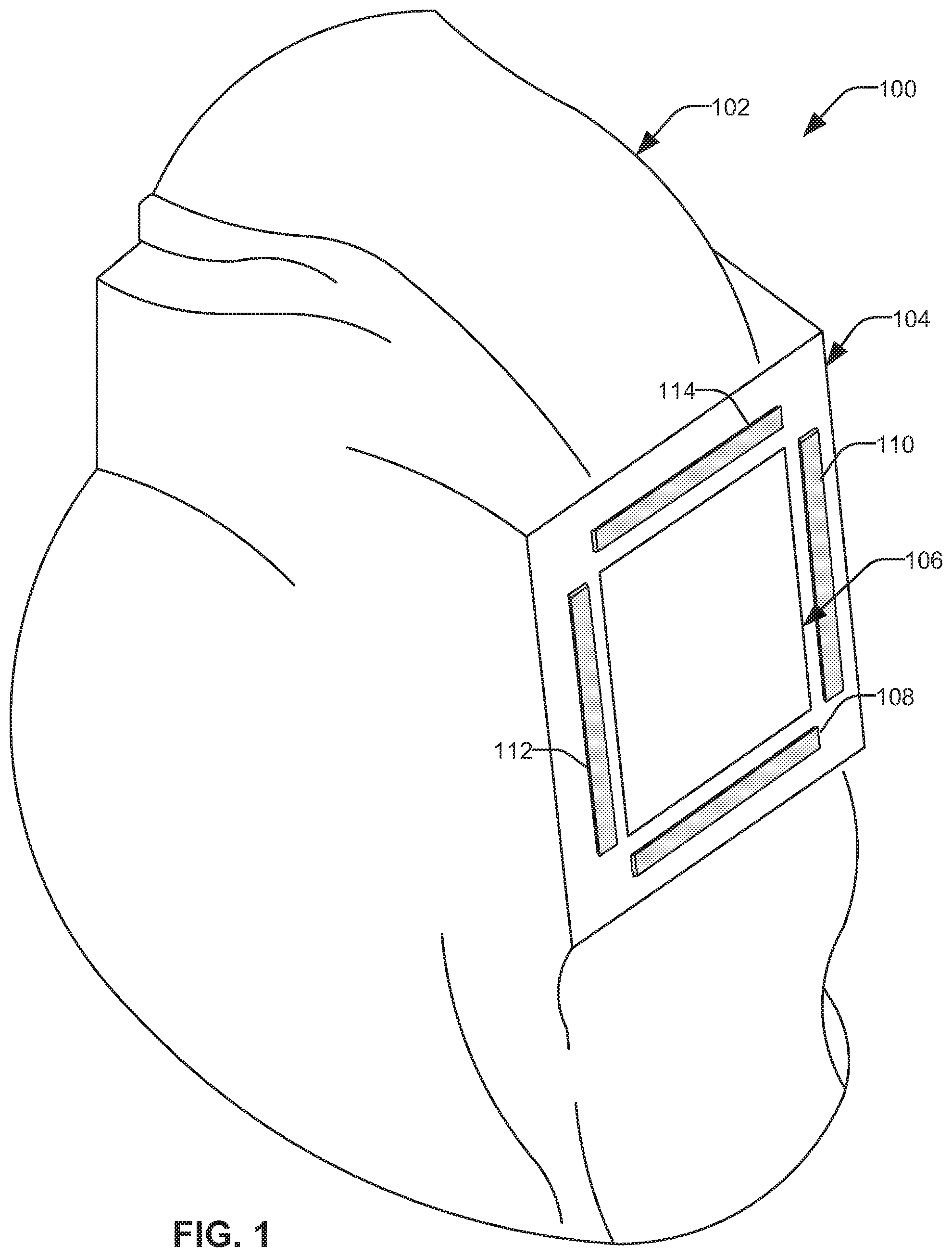 Patent US12090089 — Lighting attachment for welding helmets — Figure 1