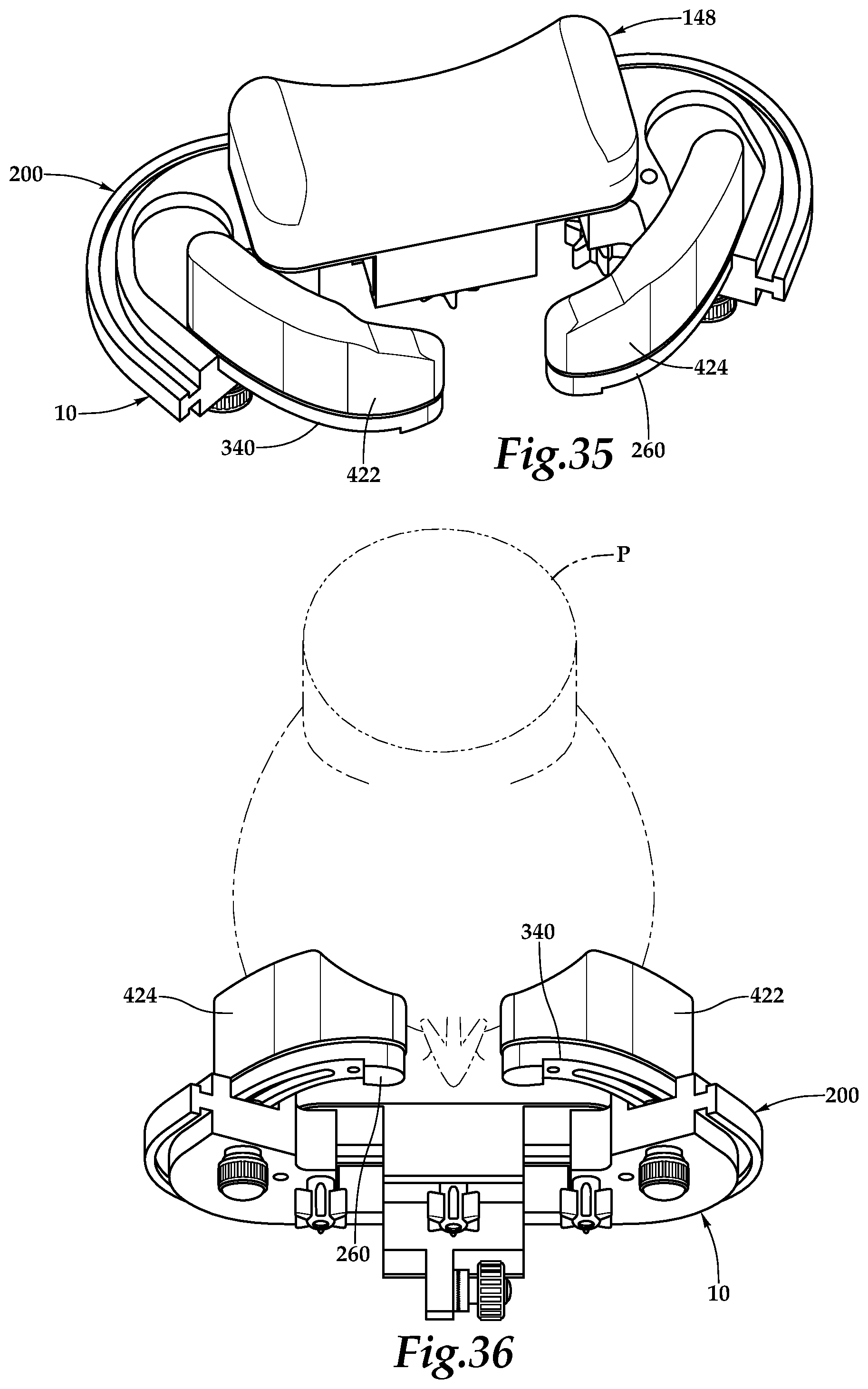 Patent US12090094 Figure 14 – Surgical universal headrest including skull pin holder assembly