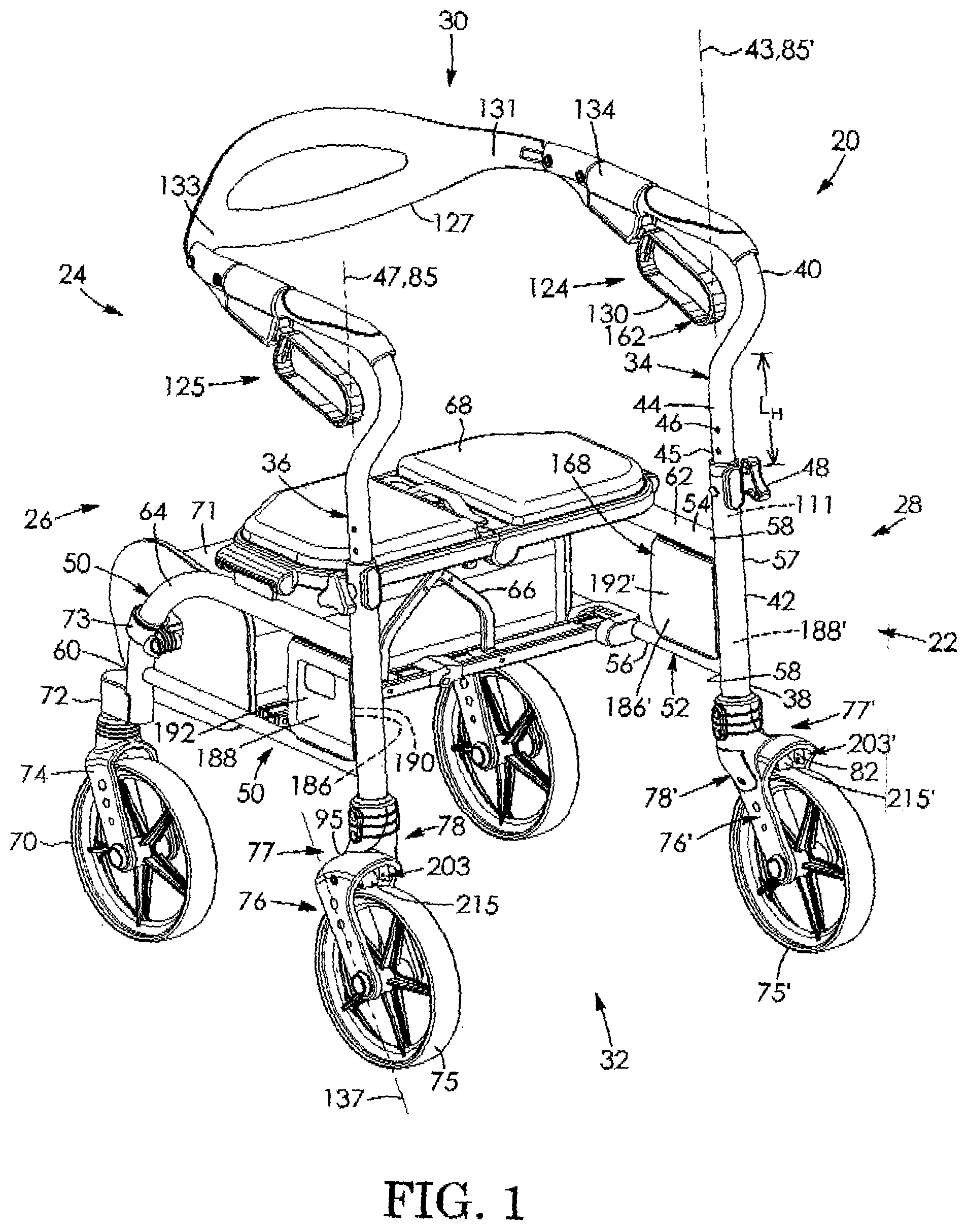 Patent US12090115 — Cable tension adjuster for height-adjustable wheeled vehicle — Figure 1