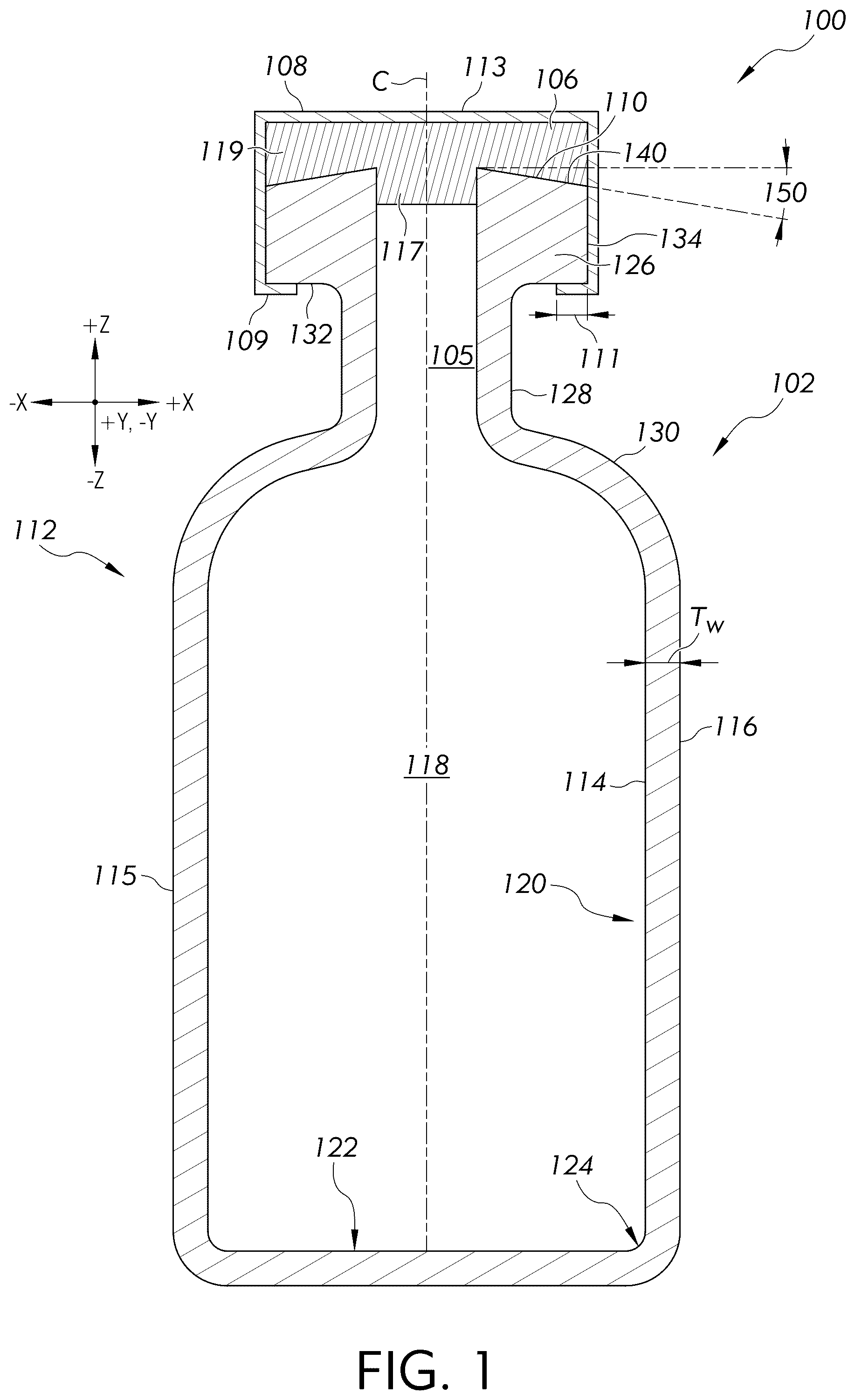 Patent US12090118 — Cap design for pharmaceutical container closure systems — Figure 1