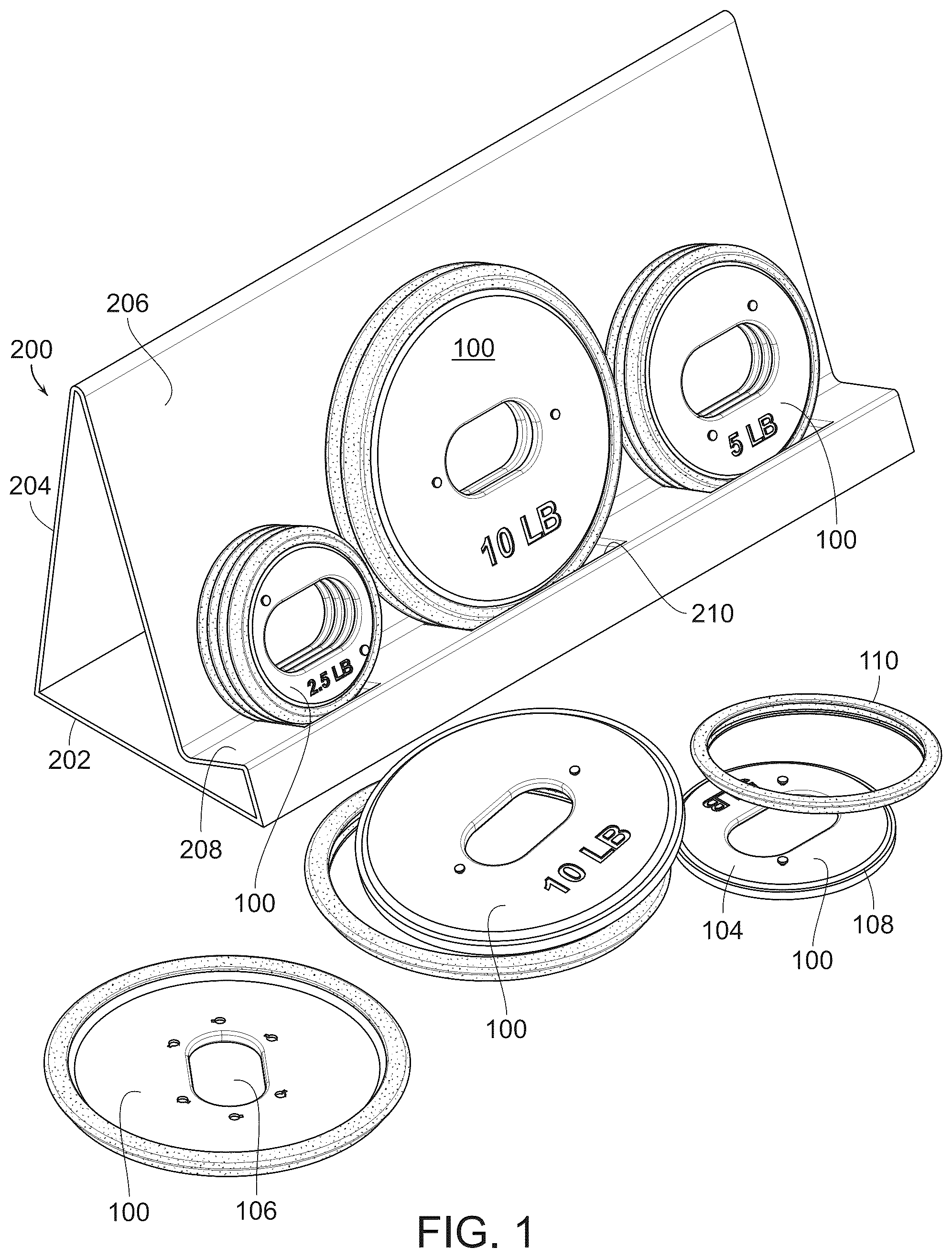 Patent US12090357 — Handheld weight exercise system — Figure 1