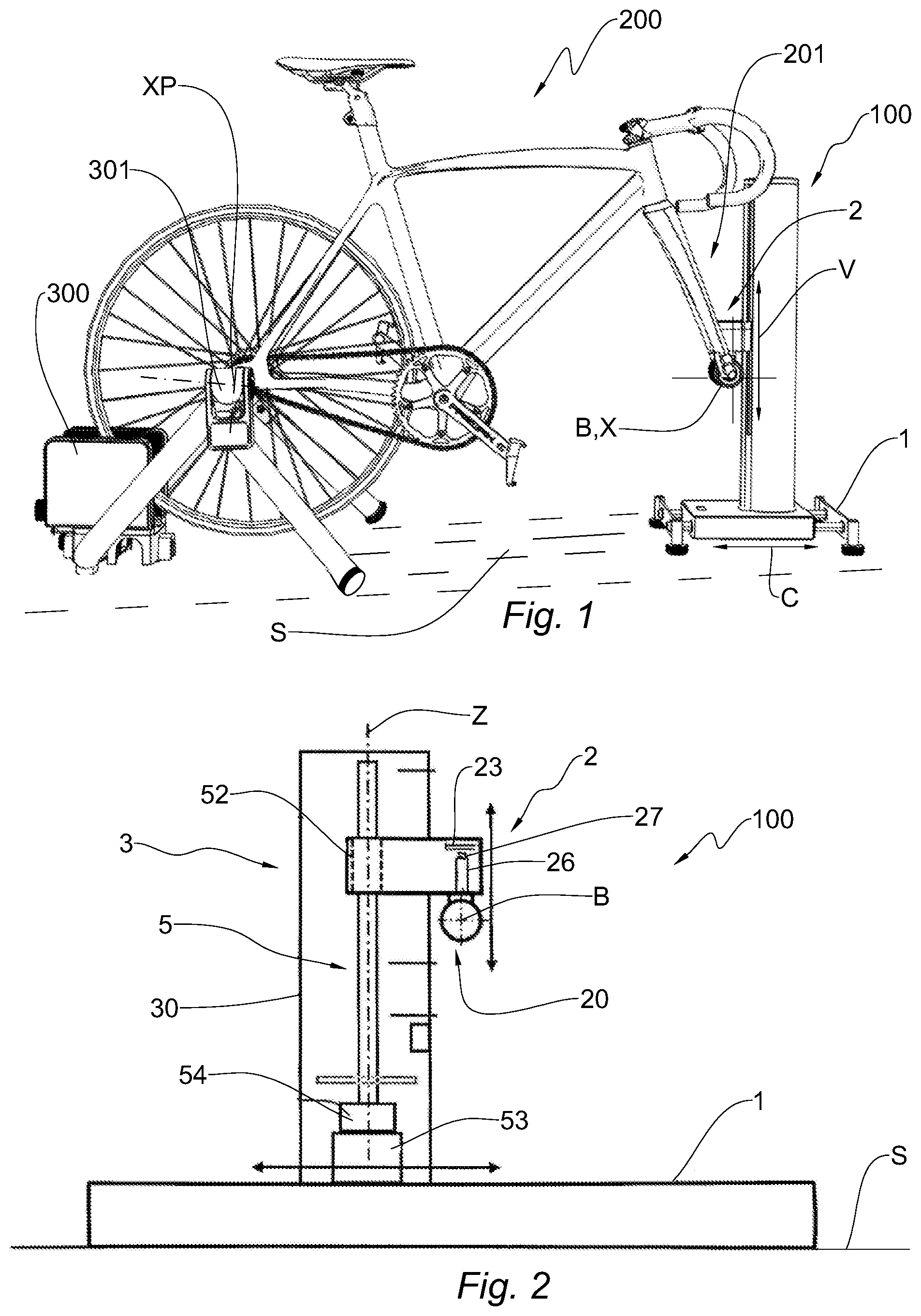 Patent US12090379 Figure 1 – Support device for bicycle front wheel