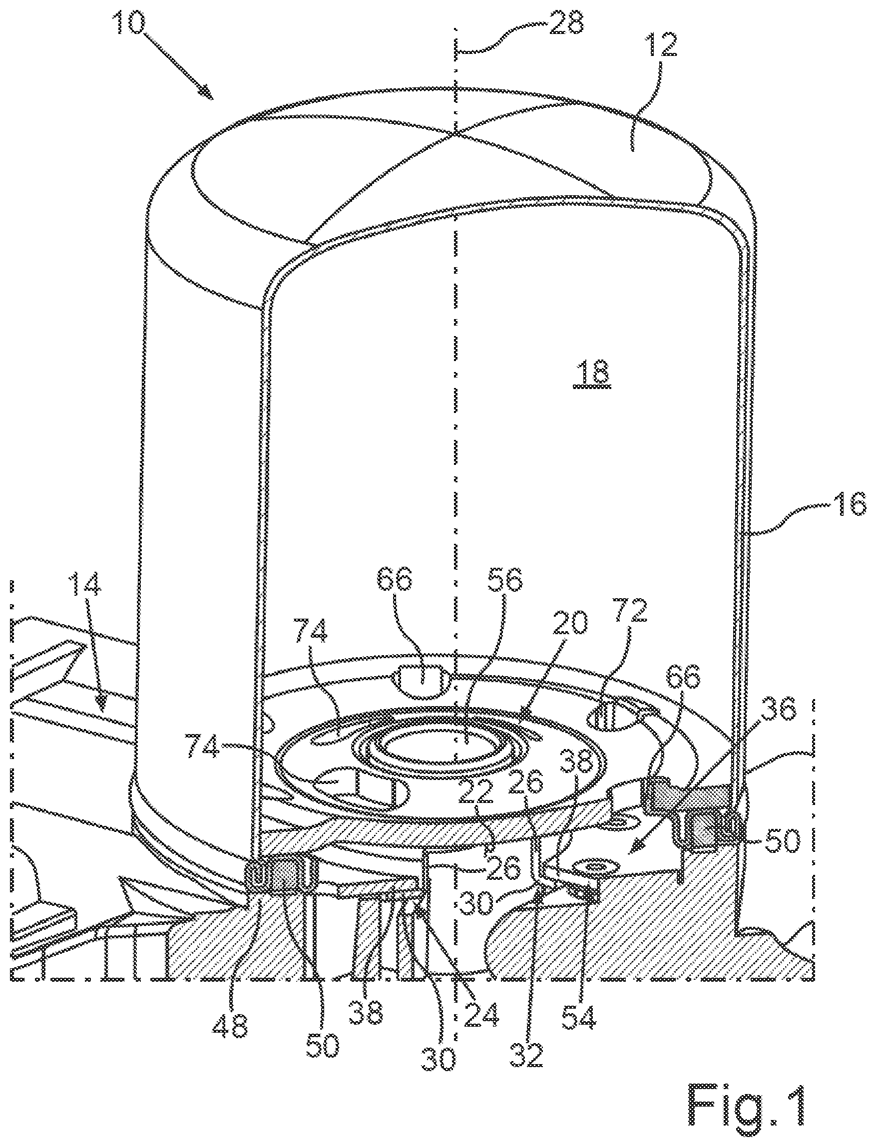 Patent US12090424 Figure 1 – Fluid filter for a motor vehicle and filter cartridge for such a fluid filter