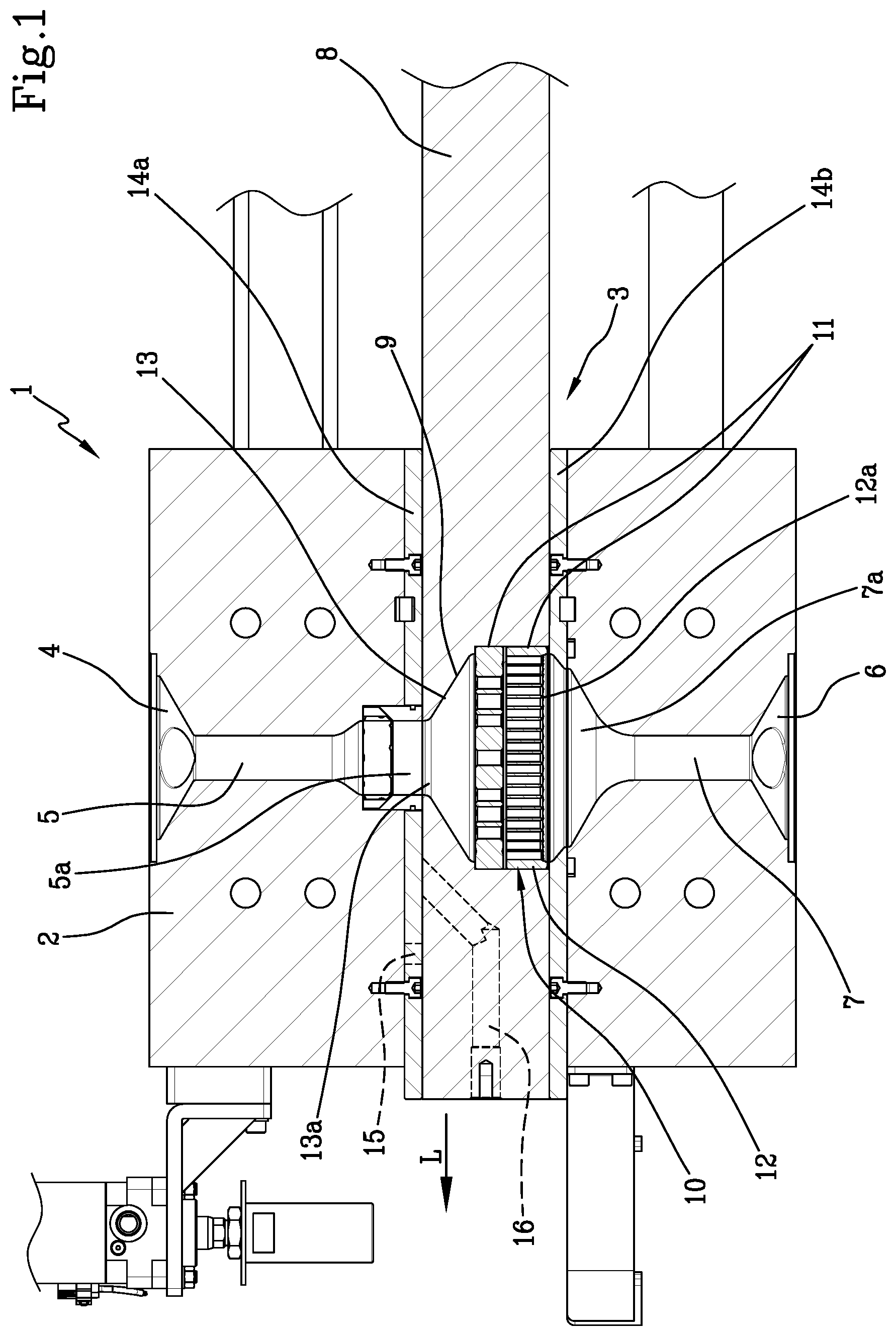 Patent US12090425 Figure 1 – Filter device for filtering extruded polymers and cleaning method