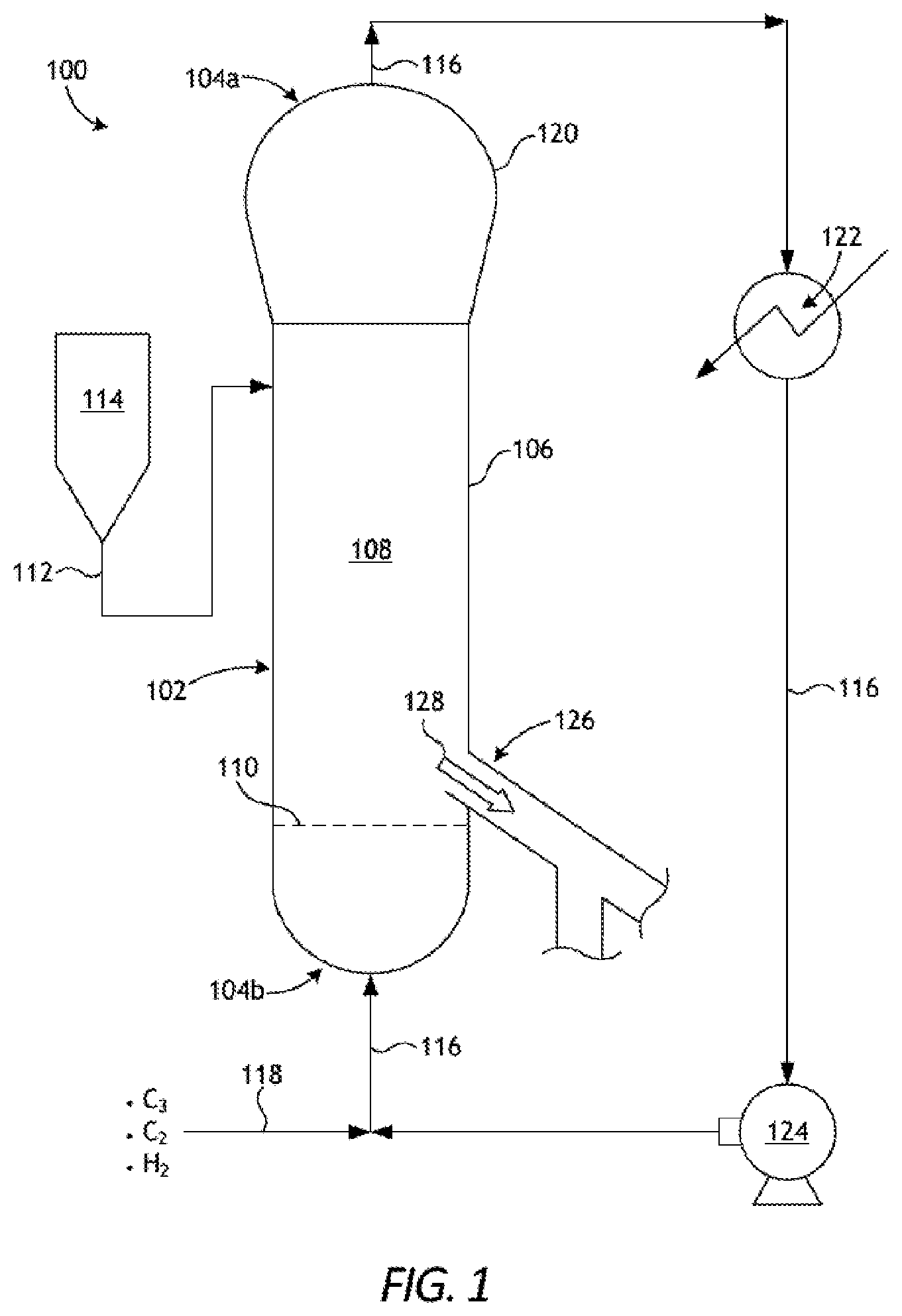 Patent US12090474 — Fluidized bed reactor systems — Figure 1
