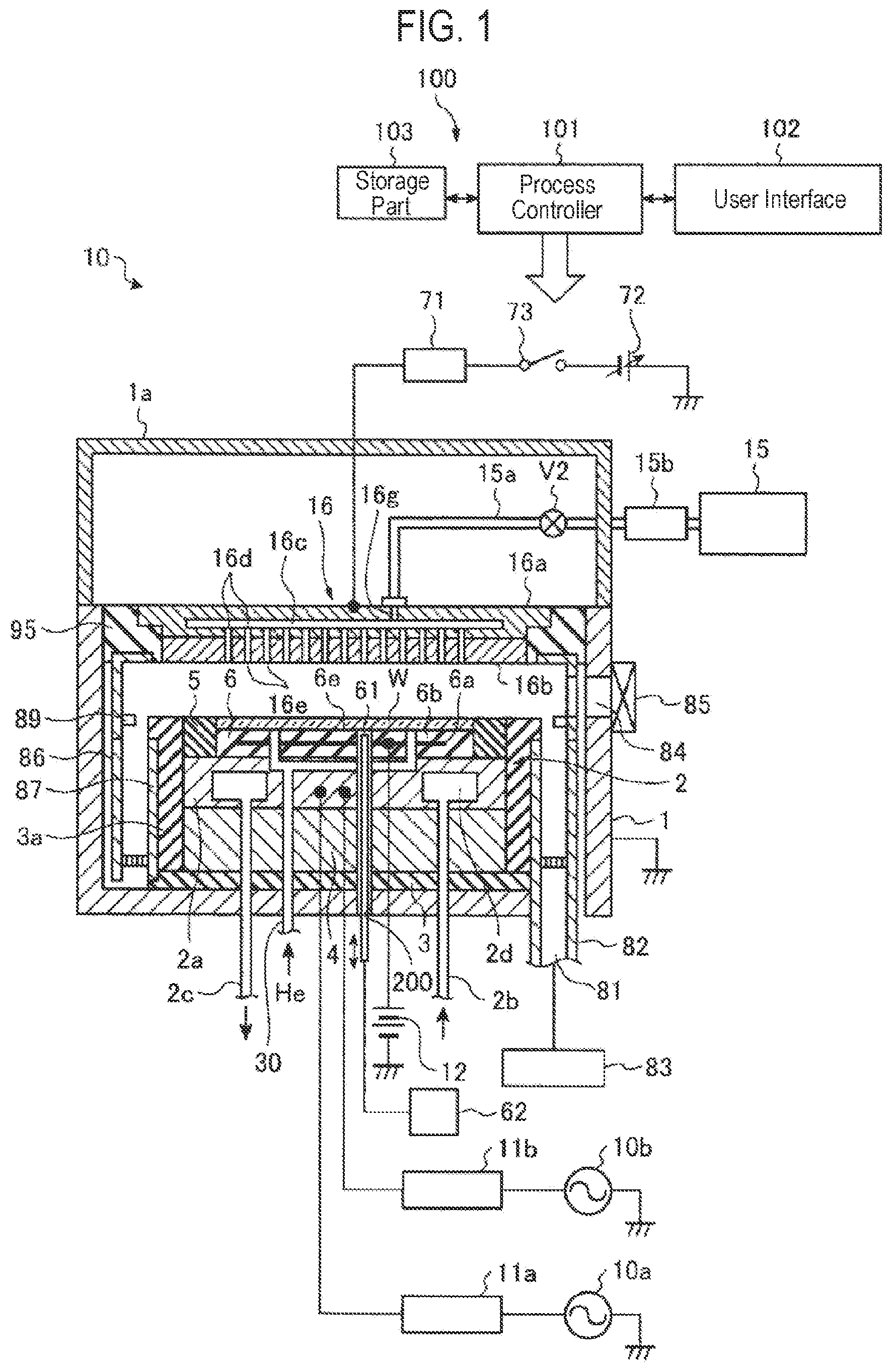 Patent US12090529 — Method of cleaning stage in plasma processing apparatus, and the plasma processing apparatus — Figure 1