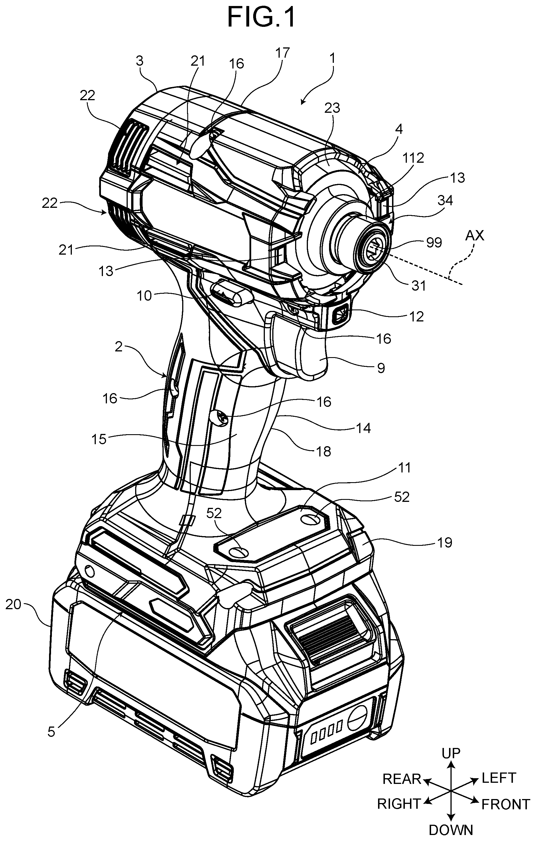 Patent US12090608 — Impact tool — Figure 1