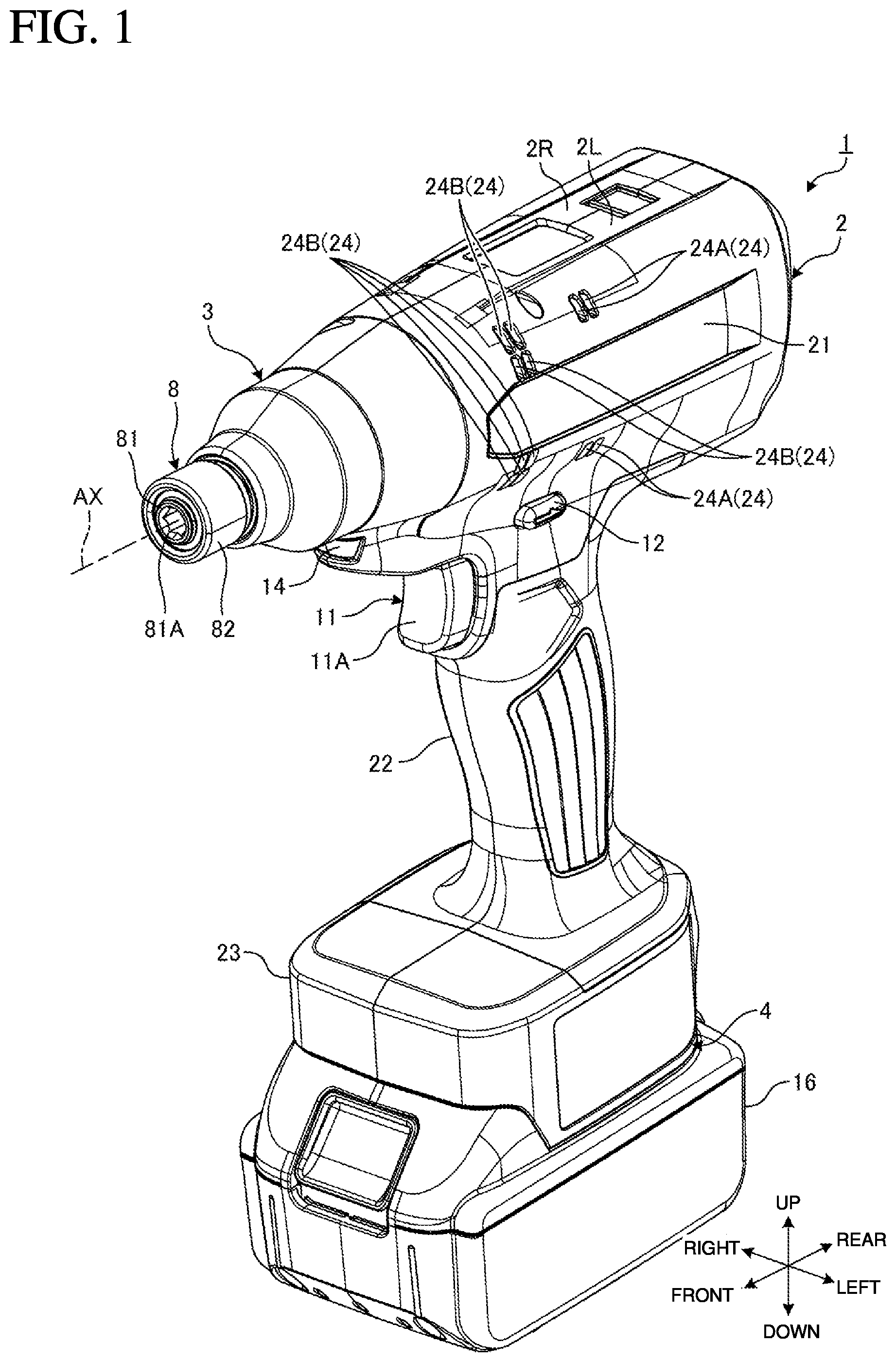 Patent US12090619 — Screwing machine and method for assembling screwing machine — Figure 1