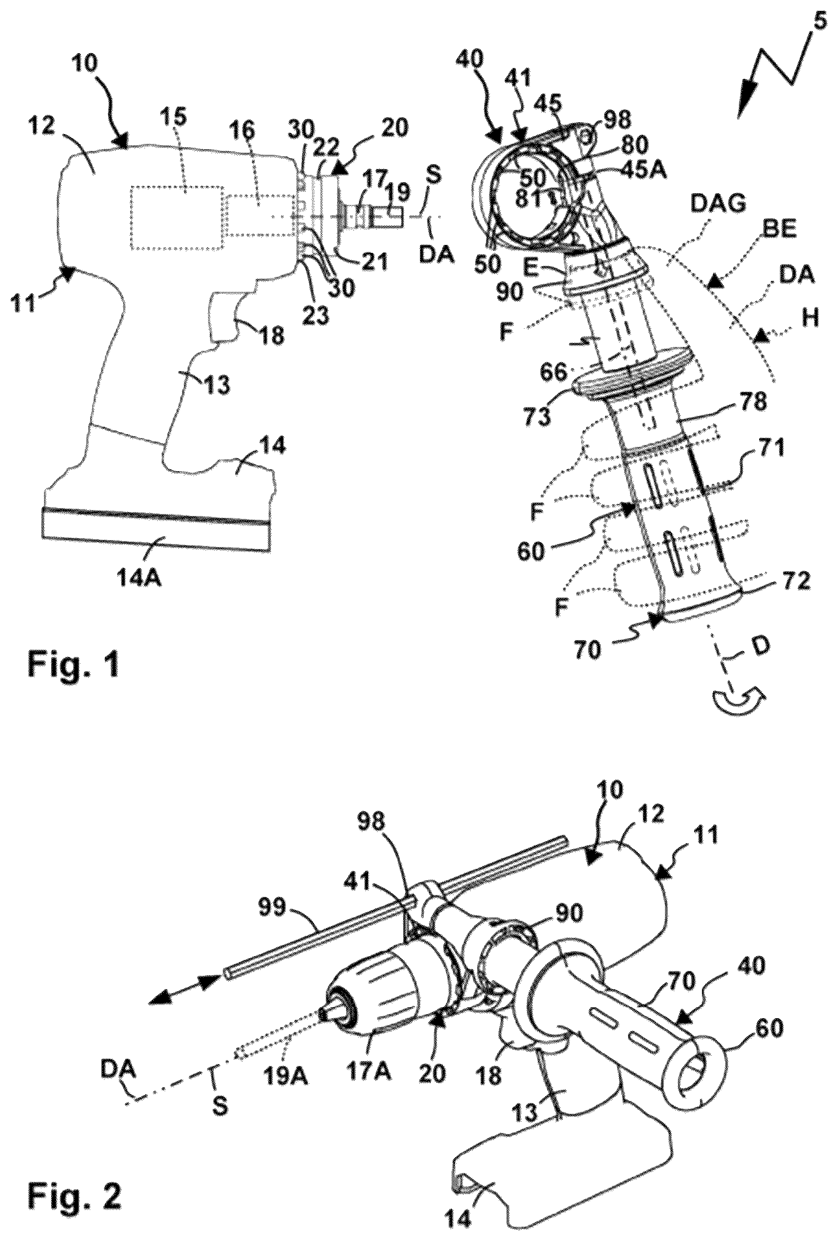 Patent US12090622 — Handle device for a hand-held power tool — Figure 1