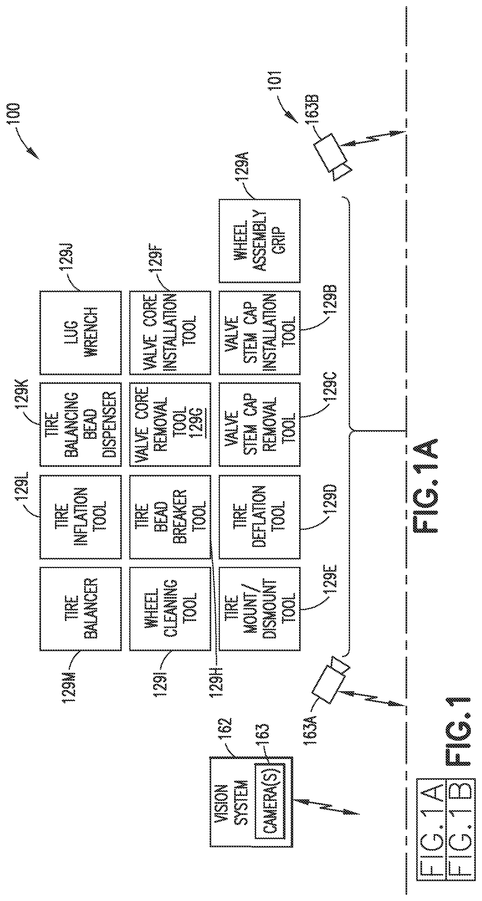 Patent US12090626 — Autonomous traverse tire changing bot, autonomous tire changing system, and method therefor — Figure 1
