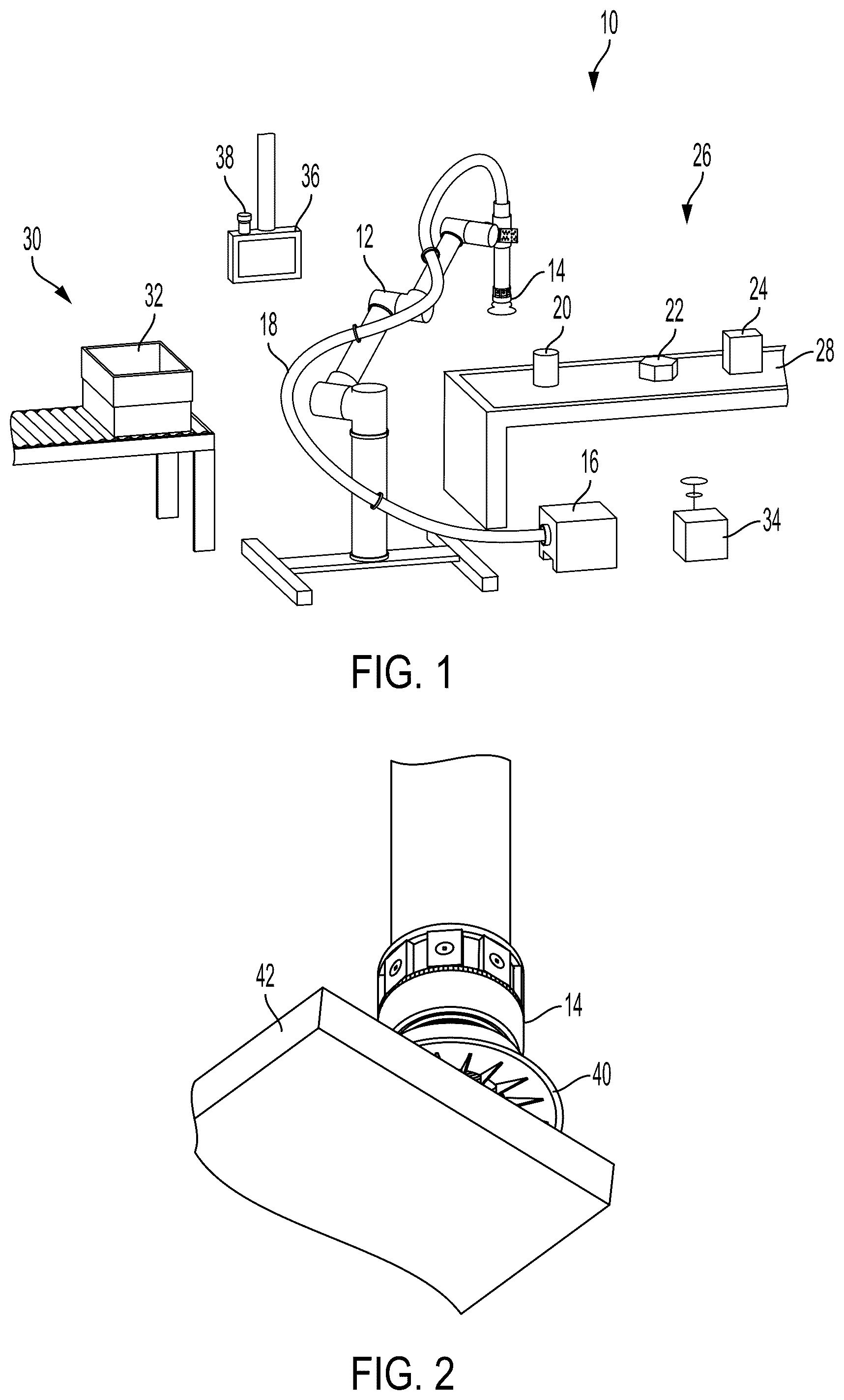 Patent US12090643 — Systems and methods for providing, in programmable motion devices, compliant end effectors with noise mitigation — Figure 1