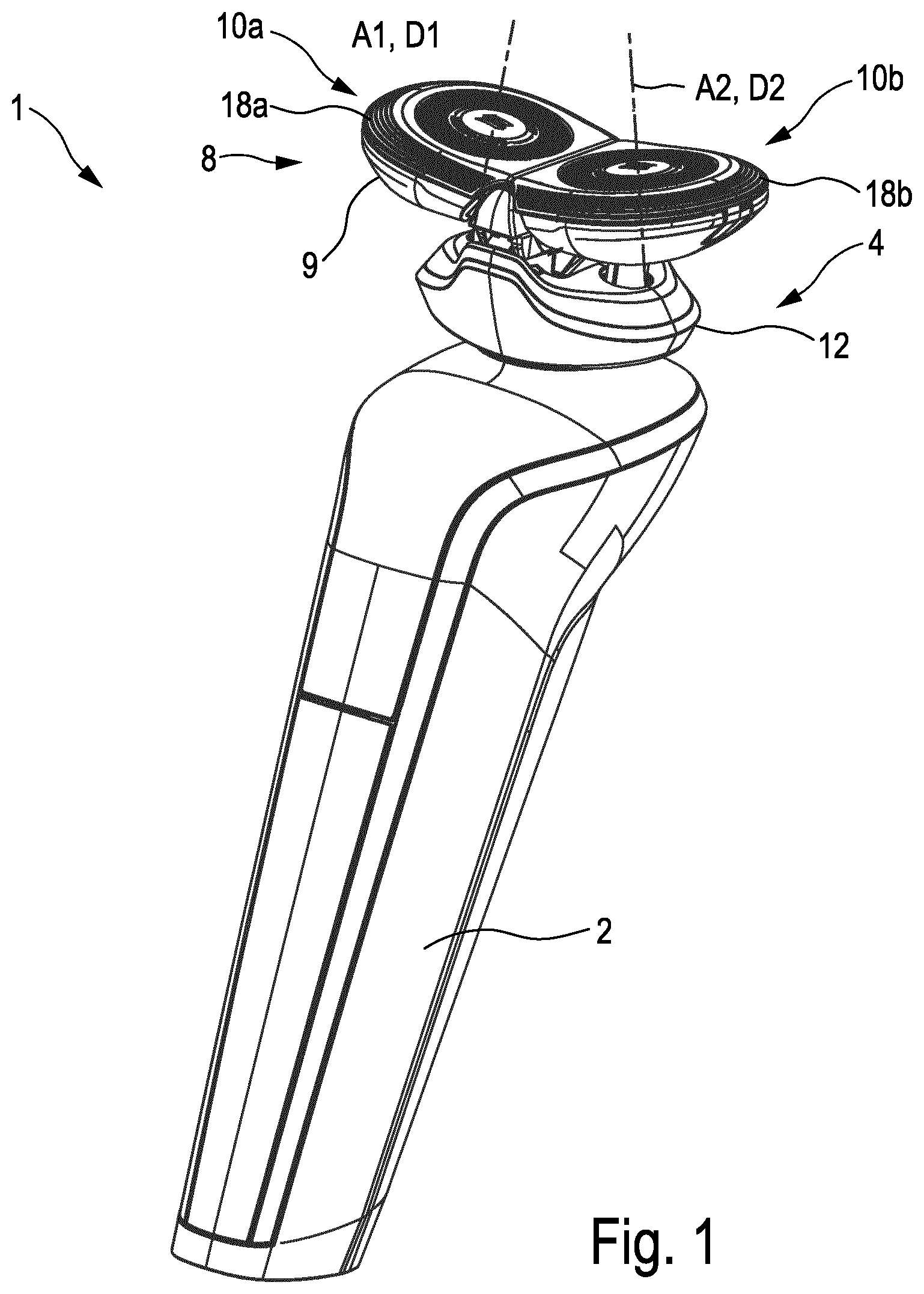 Patent US12090674 Figure 1 – Shaving apparatus with drive for setting an operational parameter