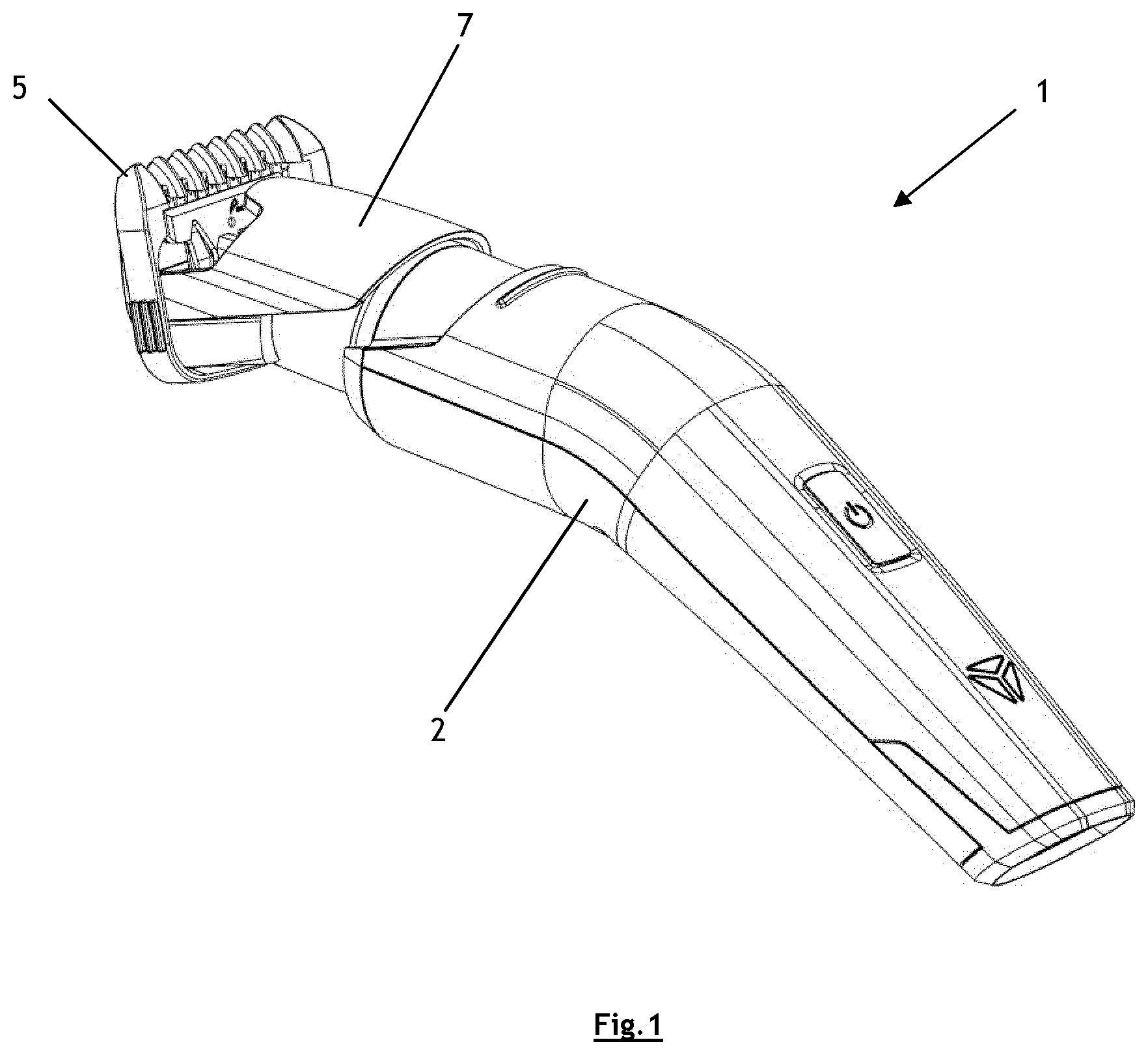 Patent US12090675 Figure 1 – Beard trimmer with suspension system for the cutting unit