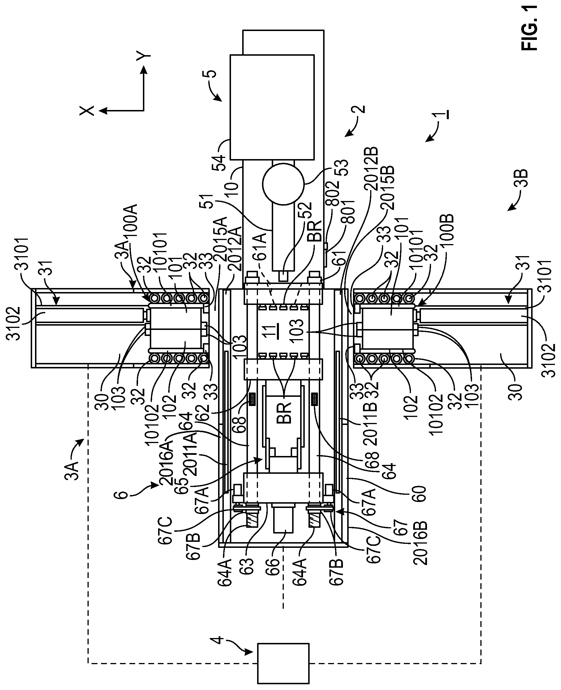 Patent US12090692 — Injection molding apparatus with a mold conveyor, and method of controlling the mold conveyor and the injection molding apparatus — Figure 1