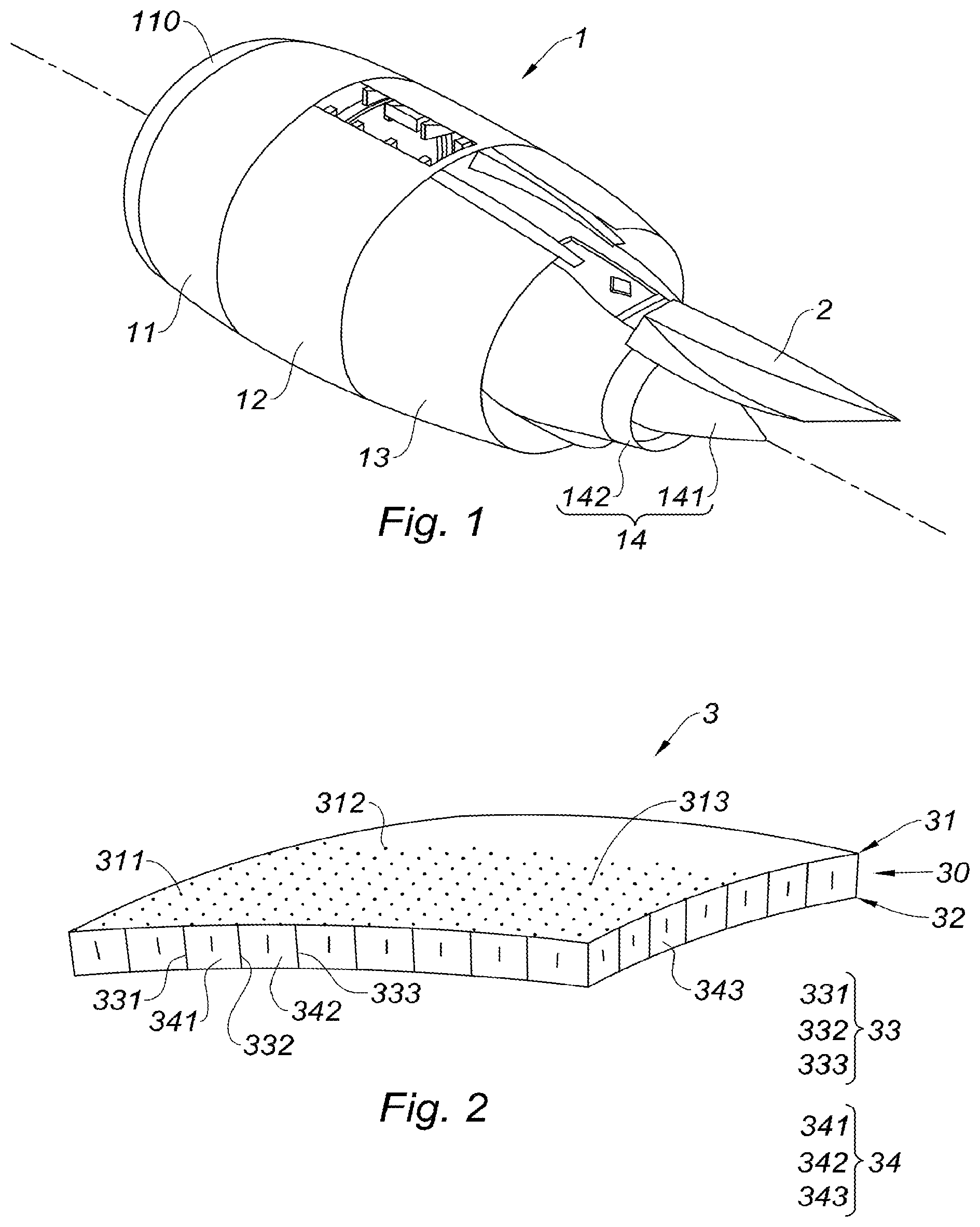 Patent US12090741 — Structural and/or acoustic panel of a nacelle of an aircraft propulsion assembly and related manufacturing method — Figure 1