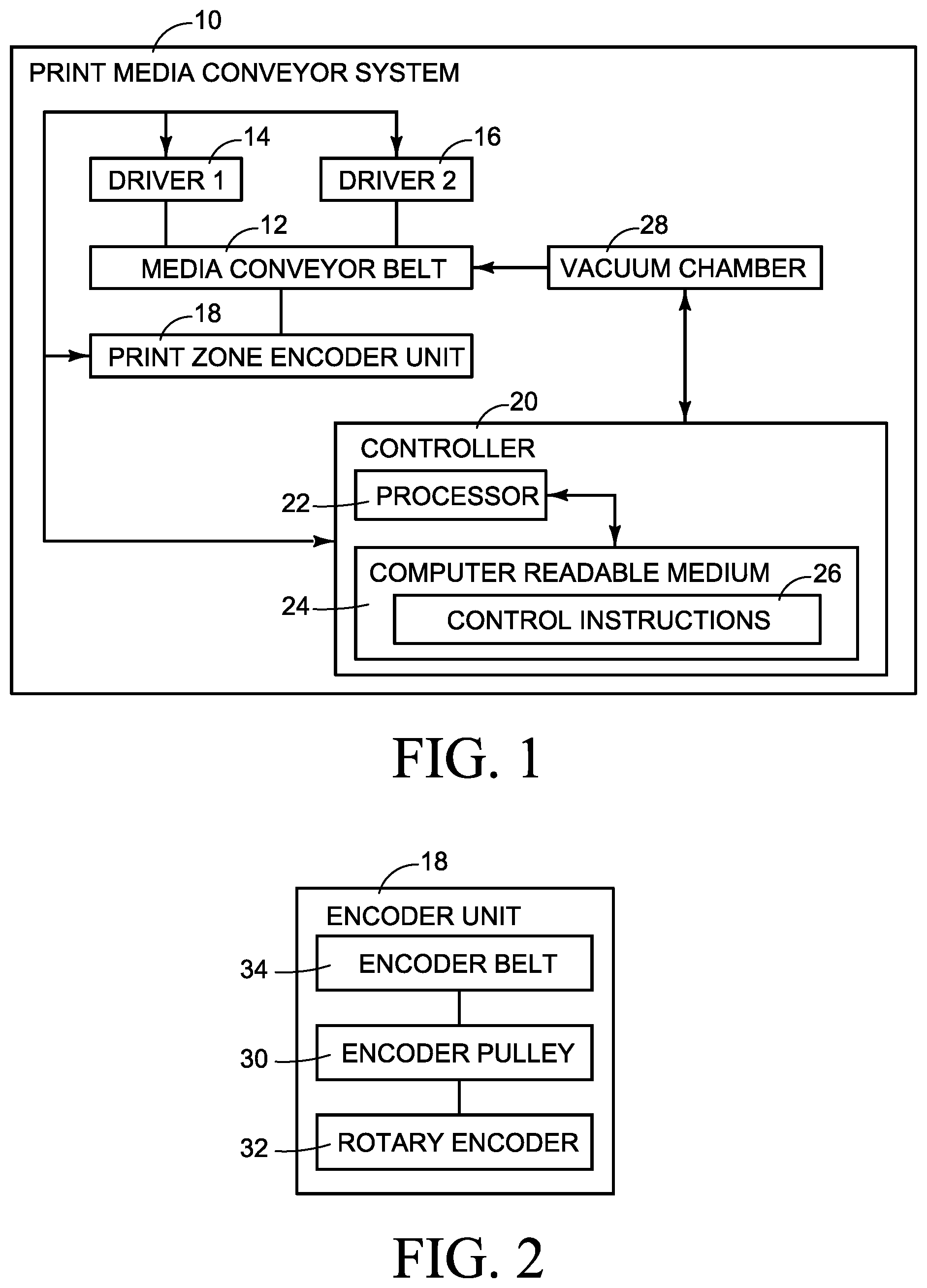 Patent US12090749 — Dual drive print media conveyor belt — Figure 1