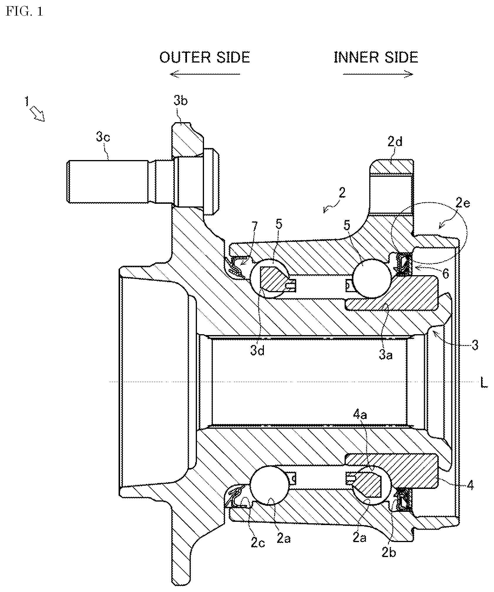 Patent US12090783 — Bearing device for vehicle wheel — Figure 1