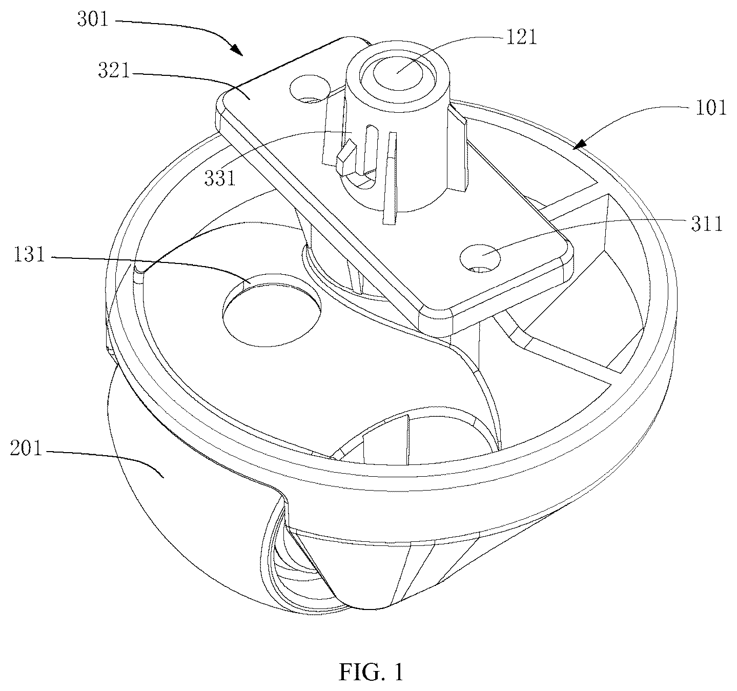 Patent US12090785 — Universal wheel assembly and smart cleaning device having same — Figure 1