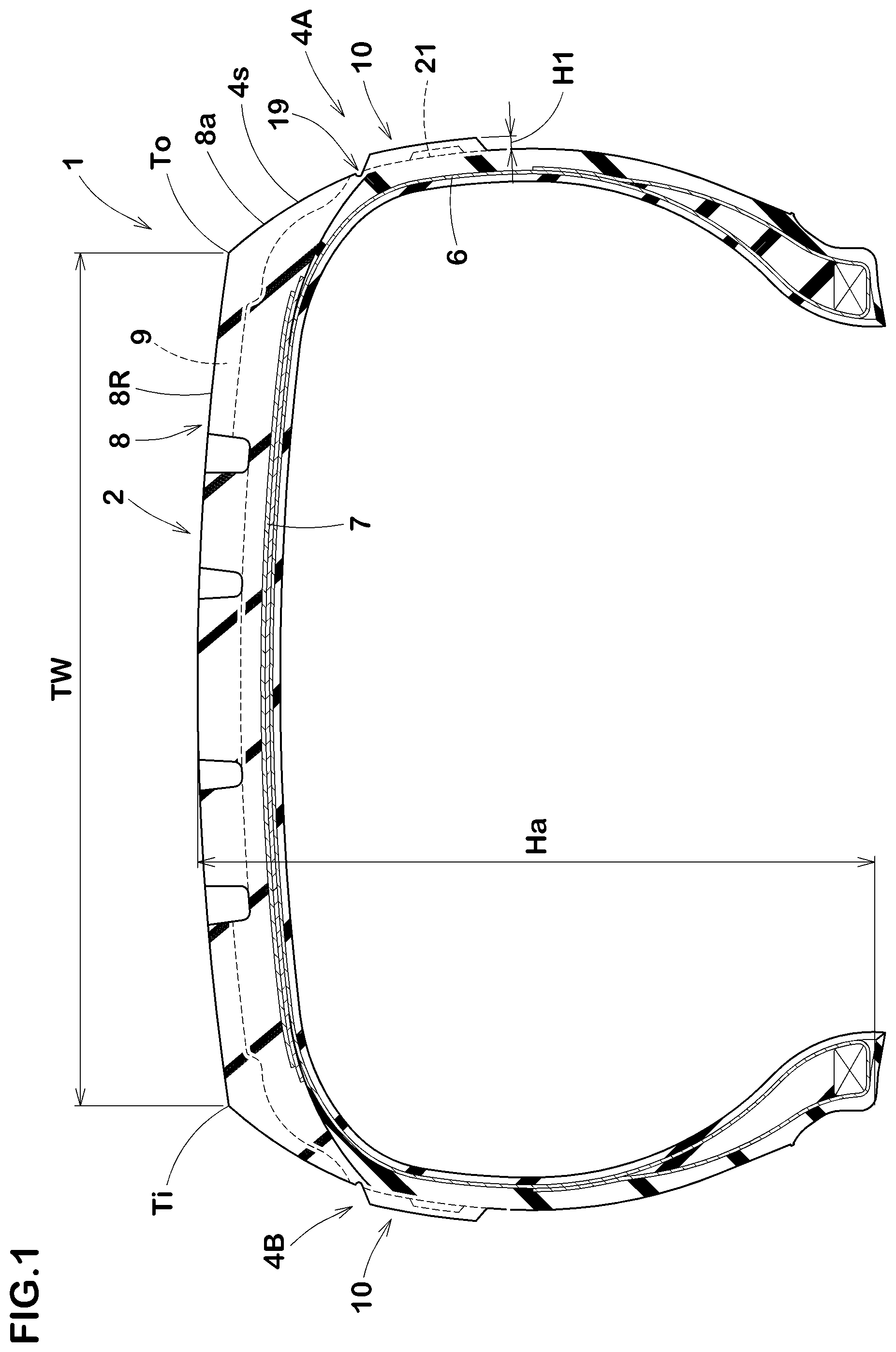 Patent US12090791 — Pneumatic tire — Figure 1