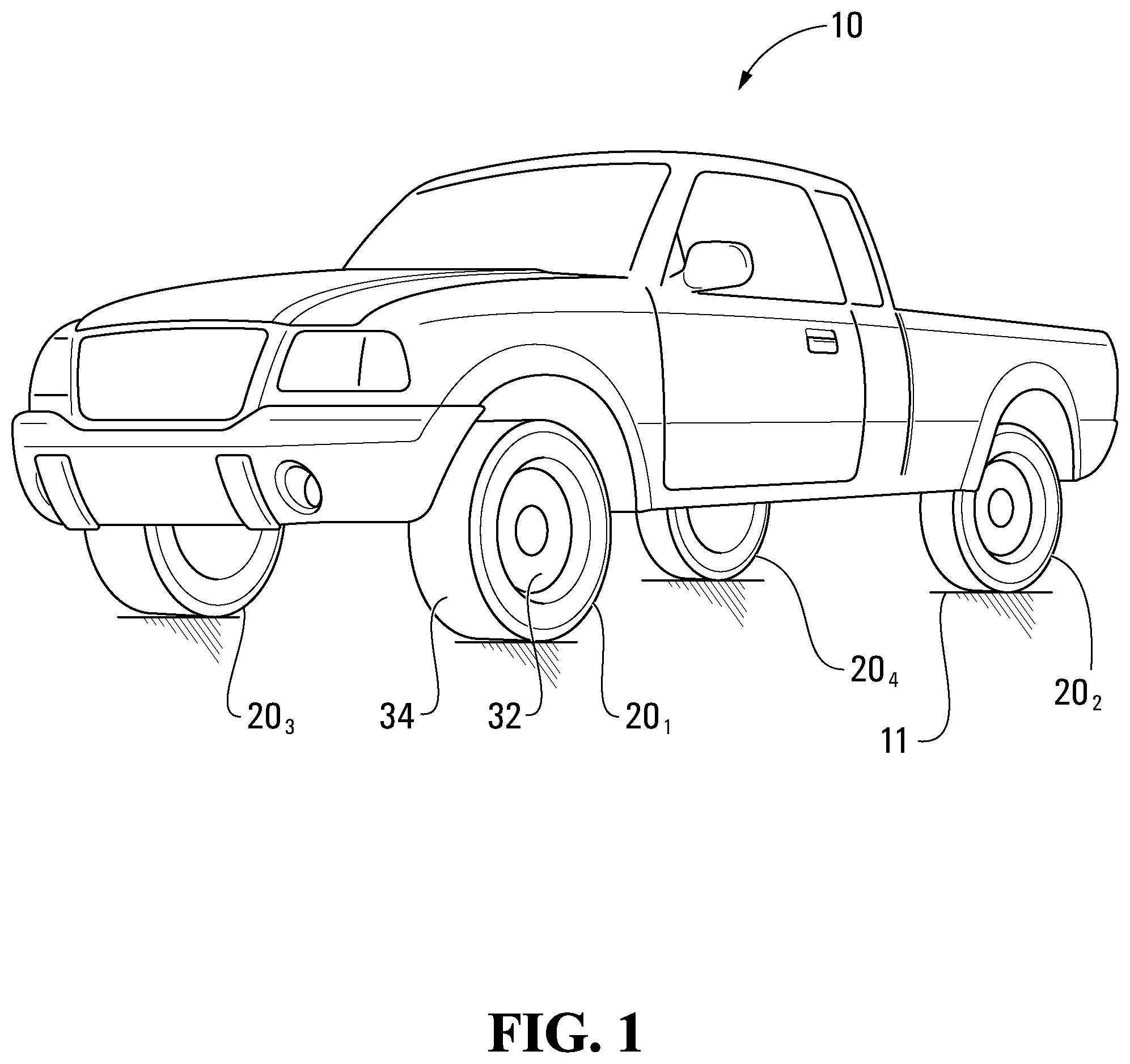 Patent US12090795 — Systems and methods for monitoring vehicles with tires — Figure 1