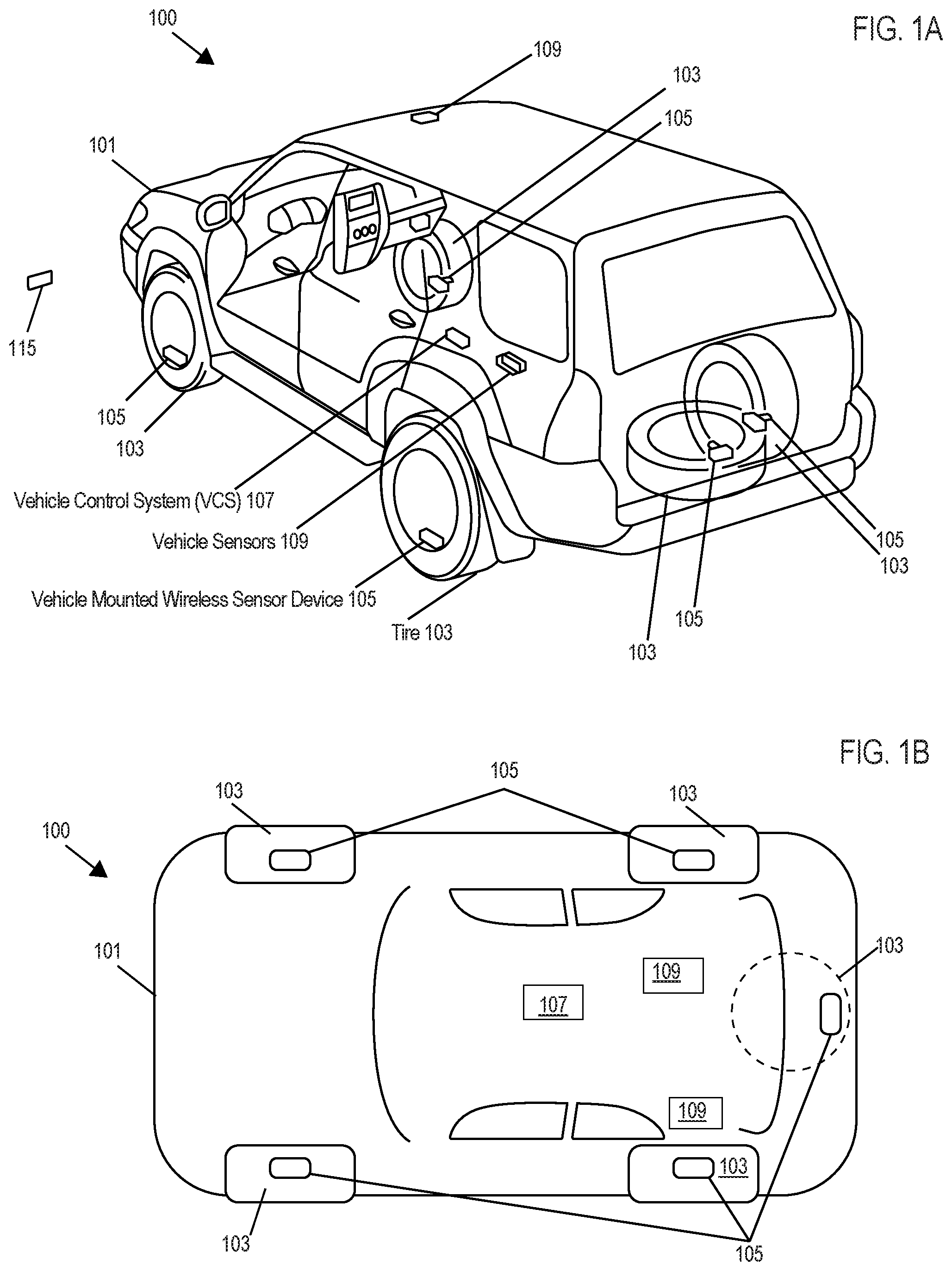 Patent US12090799 — Persistent alarm transmission associated with a vehicle mounted wireless sensor device — Figure 1