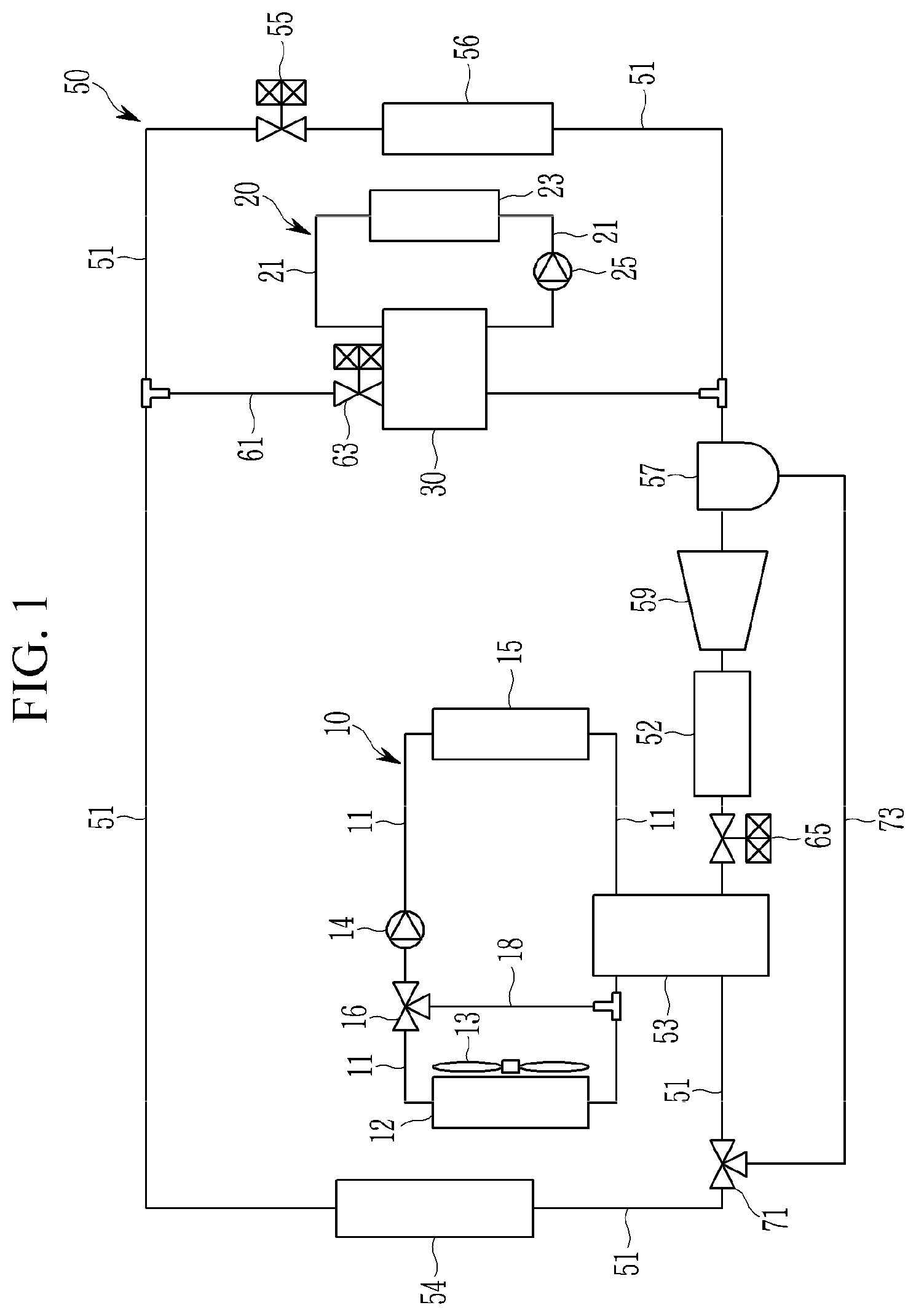 Patent US12090816 — Heat pump system for vehicle — Figure 1