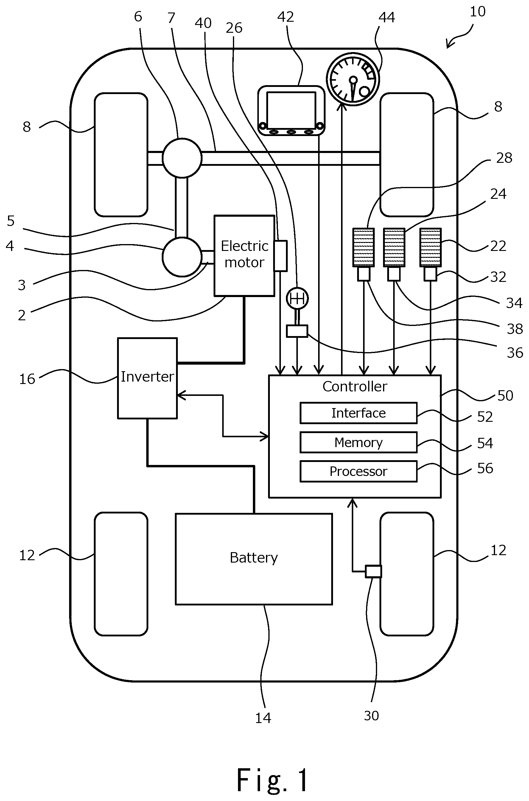 Patent US12090861 Figure 1 – Electric vehicle