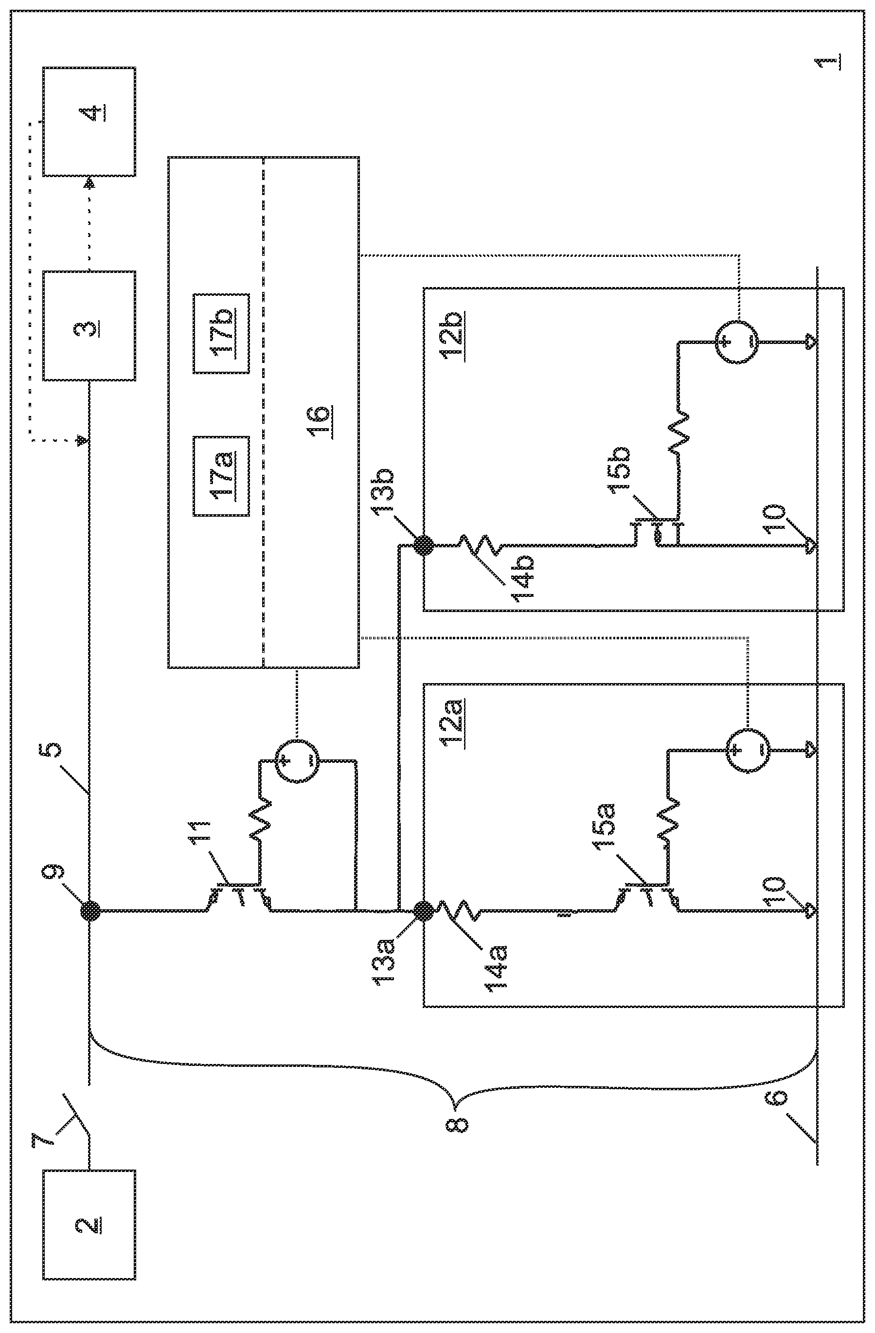 Patent US12090863 — Discharge apparatus for an electrical drive arrangement of a vehicle and electrical drive arrangement comprising the discharge apparatus — Figure 1