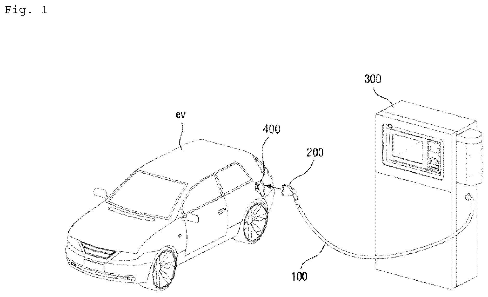 Patent US12090877 — Electric vehicle charging connector and electric vehicle charging assembly comprising same — Figure 1