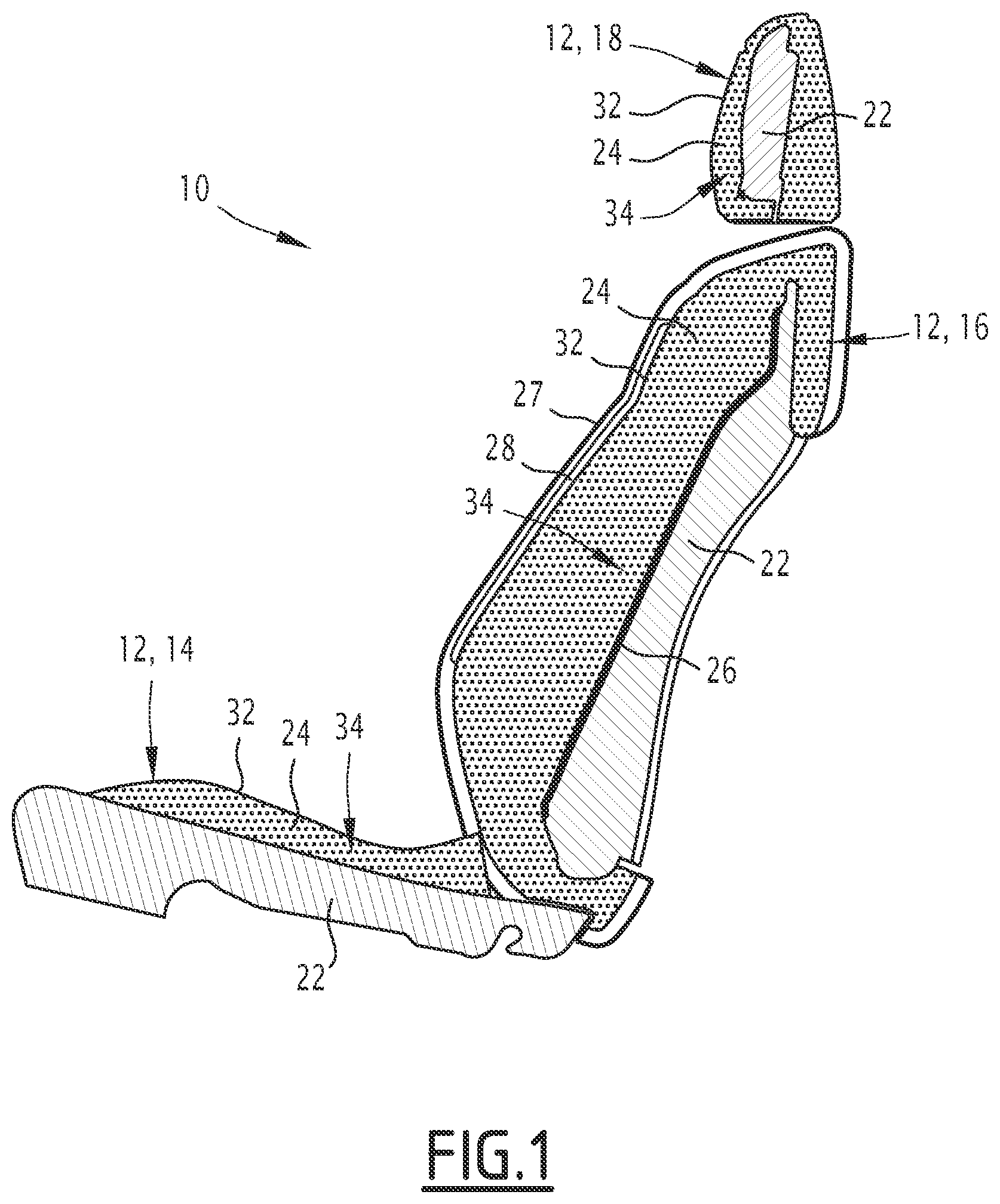 Patent US12090903 — Seat support element, seat and associated manufacturing method — Figure 1