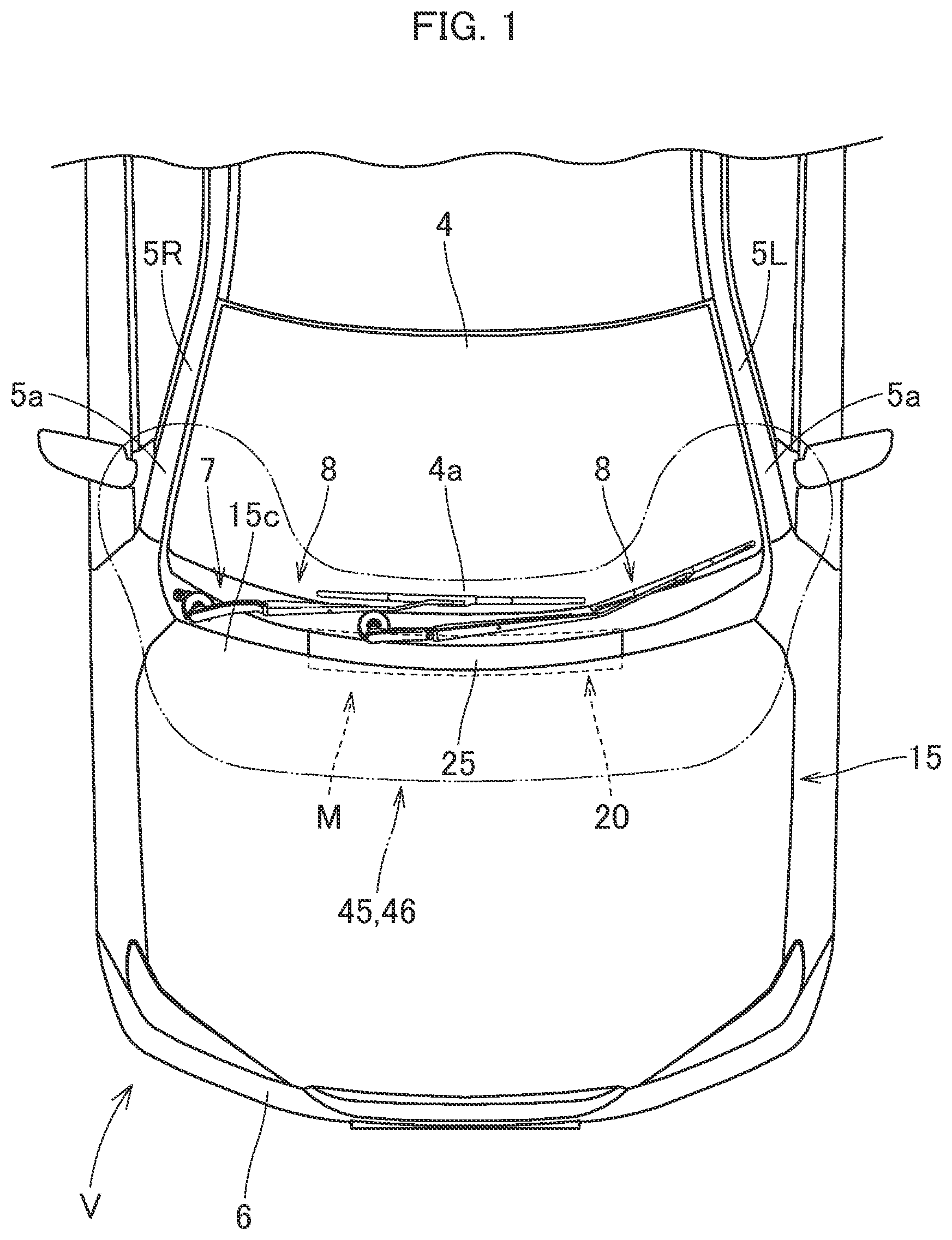 Patent US12090951 — Pedestrian airbag device — Figure 1