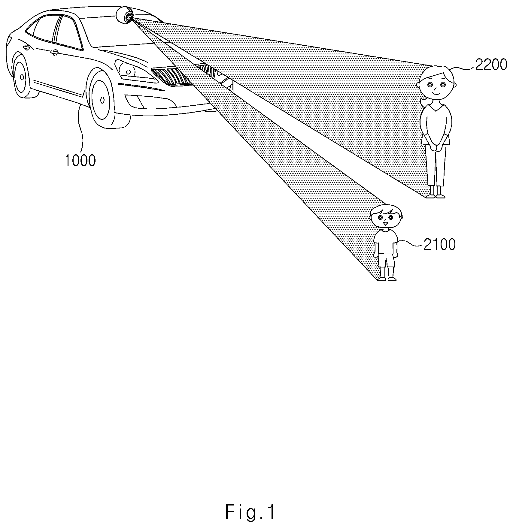 Patent US12090952 — Apparatus with collision warning and vehicle including the same — Figure 1