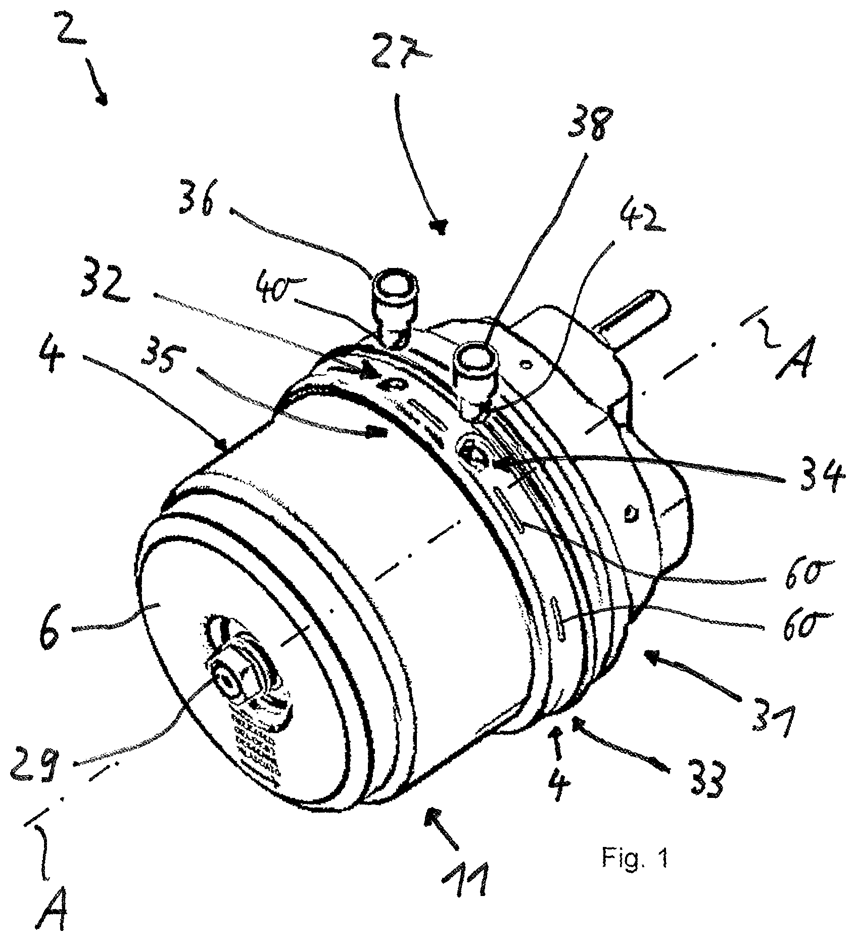 Patent US12090972 Figure 1 – Spring brake actuator