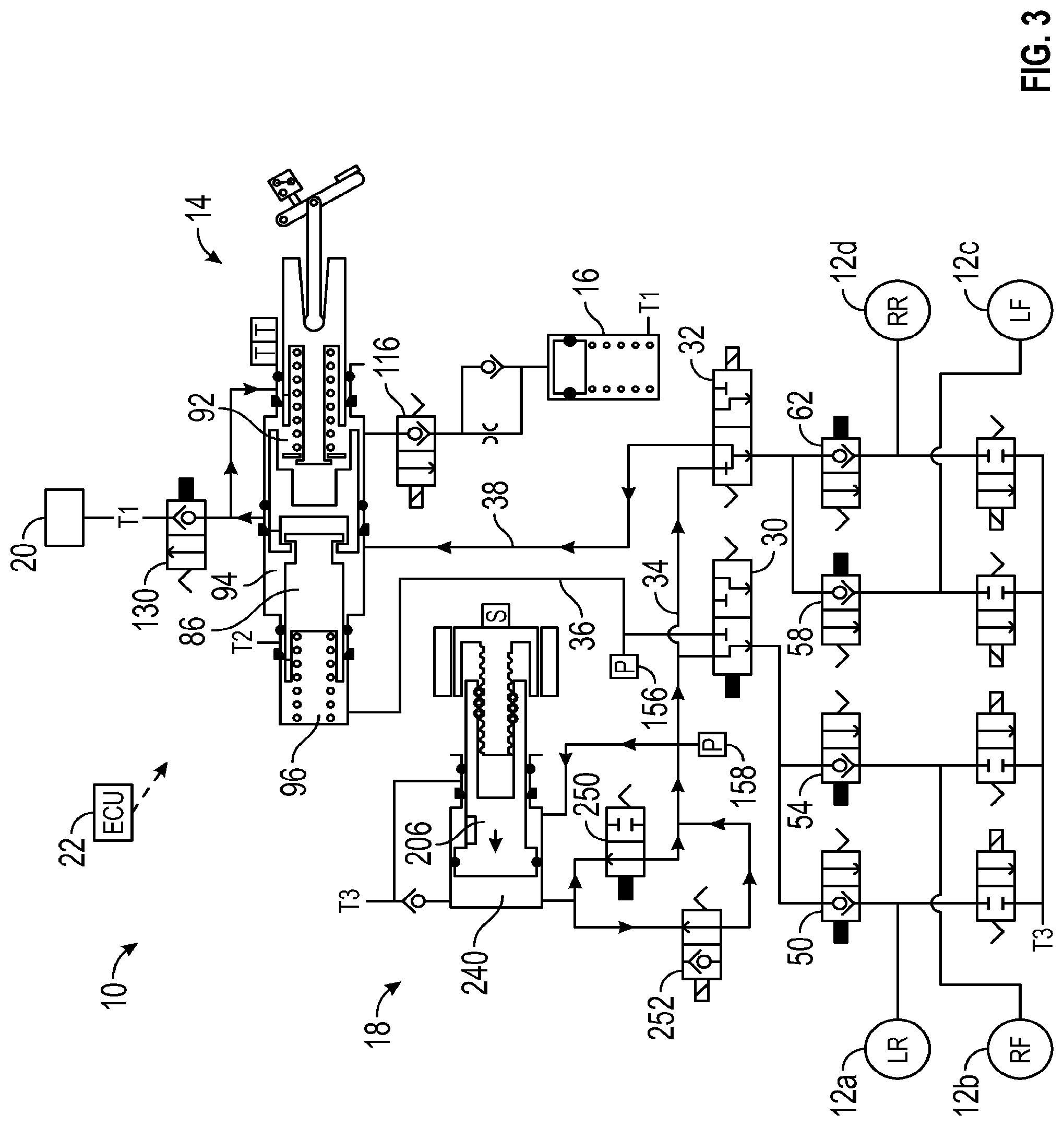 Patent US12090979 Figure 3 – Vehicle brake system and self-diagnostic testing
