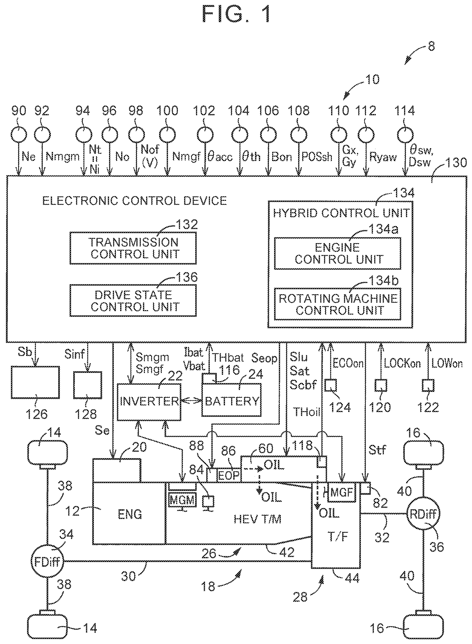 Patent US12090990 — Vehicle drive device and control method therefor — Figure 1
