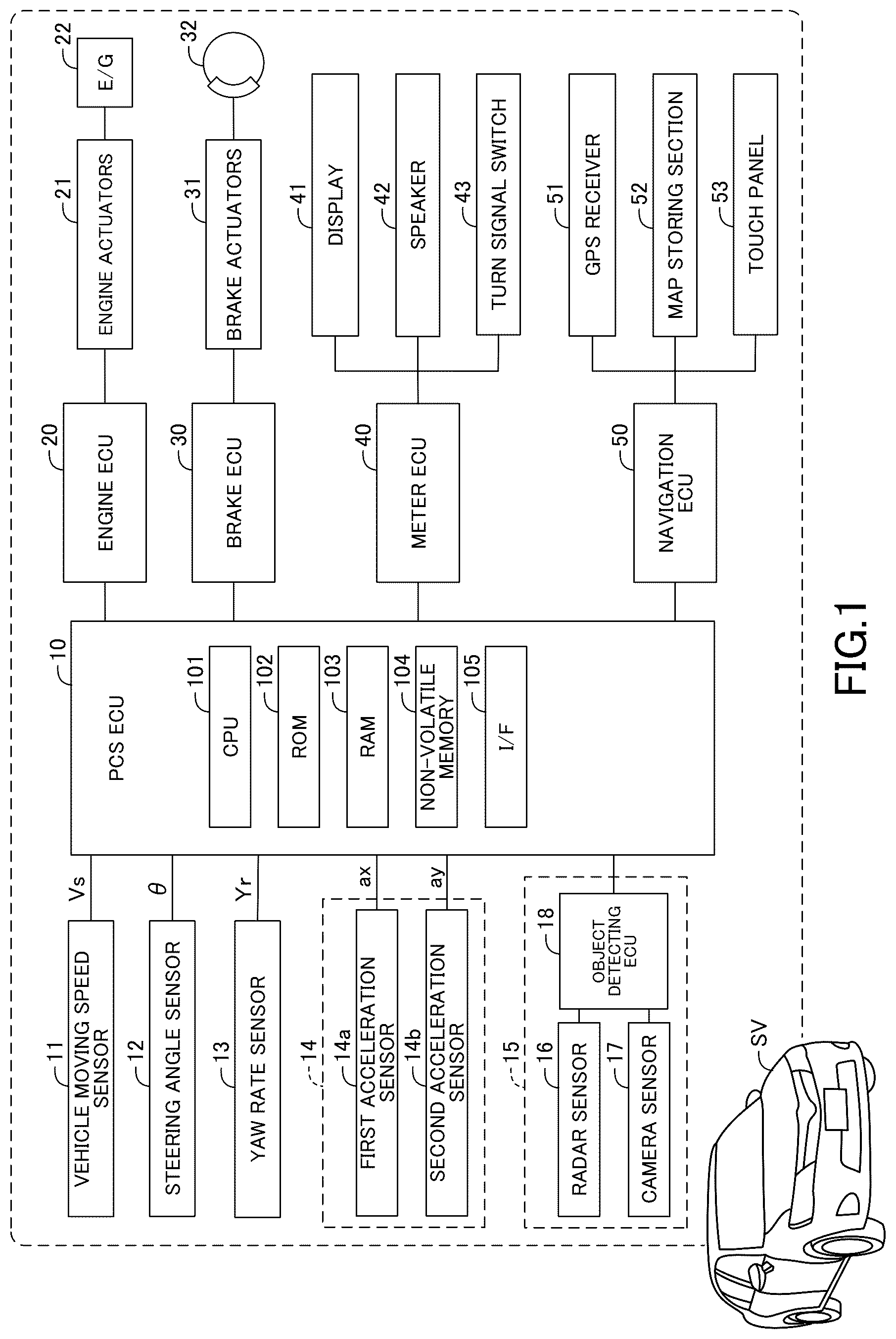Patent US12090998 Figure 1 – Vehicle control apparatus