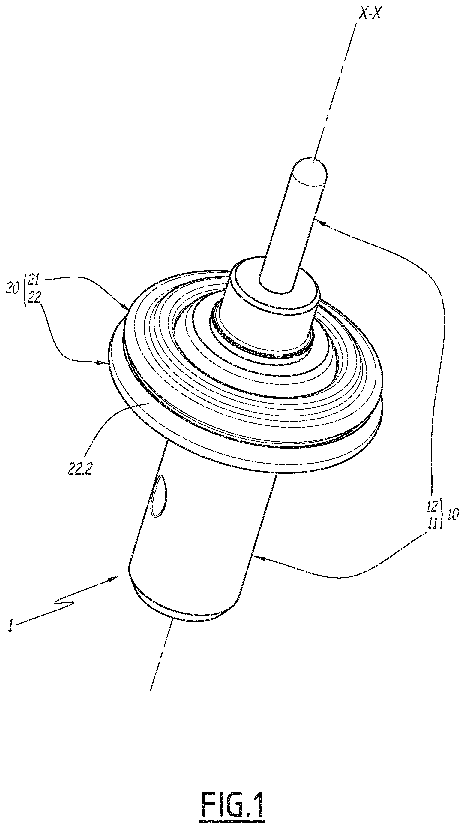 Patent US12092013 — Thermostatic device for regulating the circulation of a fluid, corresponding thermostatic valve and method for manufacturing such a device — Figure 1