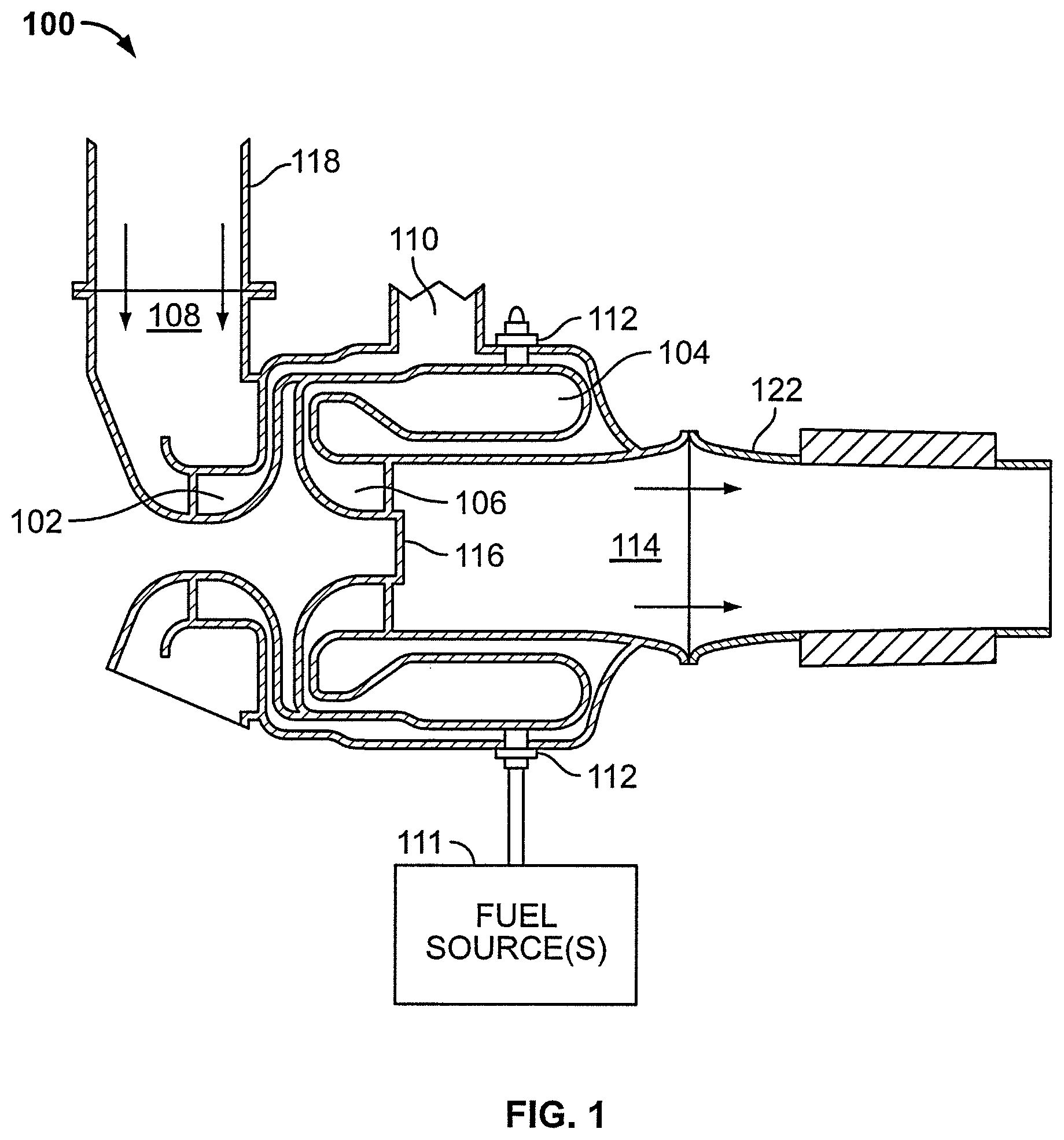 Patent US12092032 — Gas turbine engine hydrogen supply system and method — Figure 1