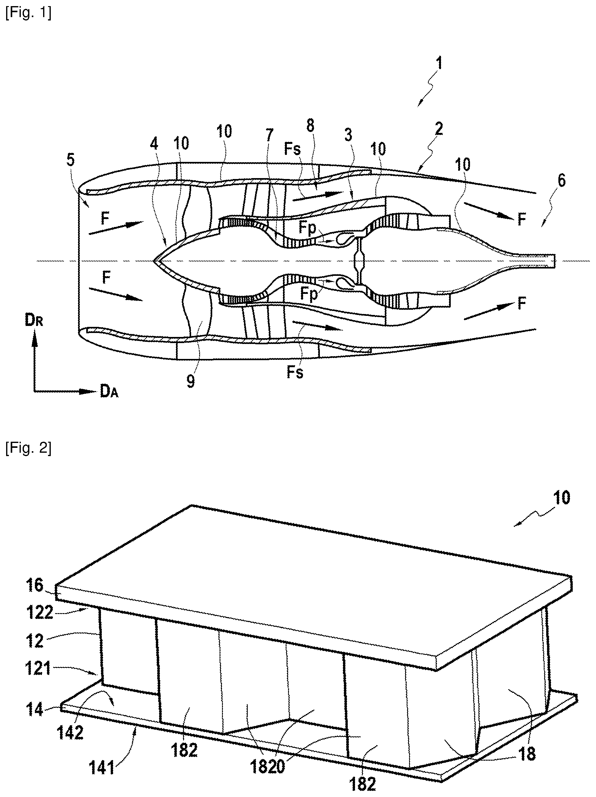 Patent US12092033 — Integration of a fan flutter damper in an engine casing — Figure 1