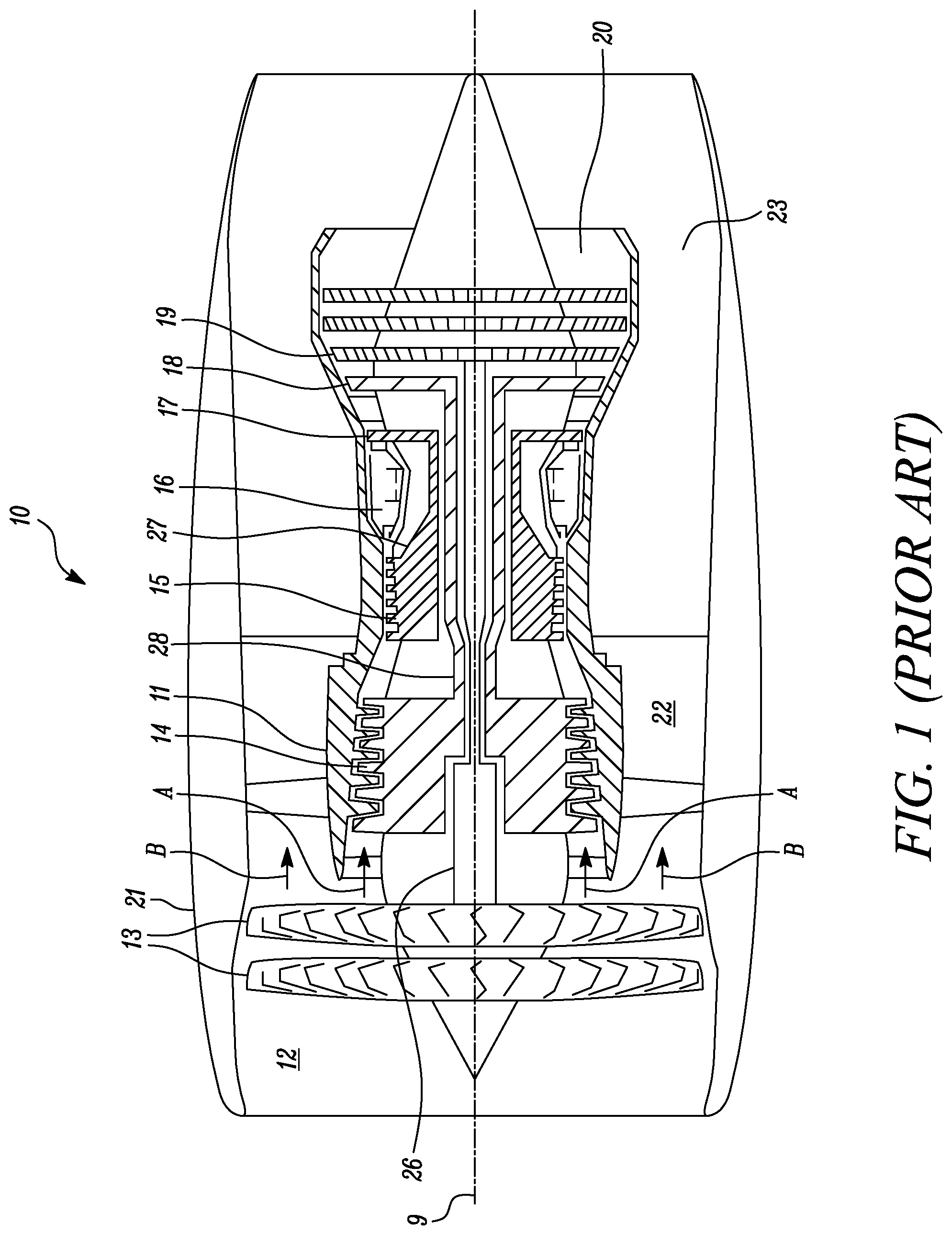 Patent US12092037 — Gas turbine engine with electric machines — Figure 1
