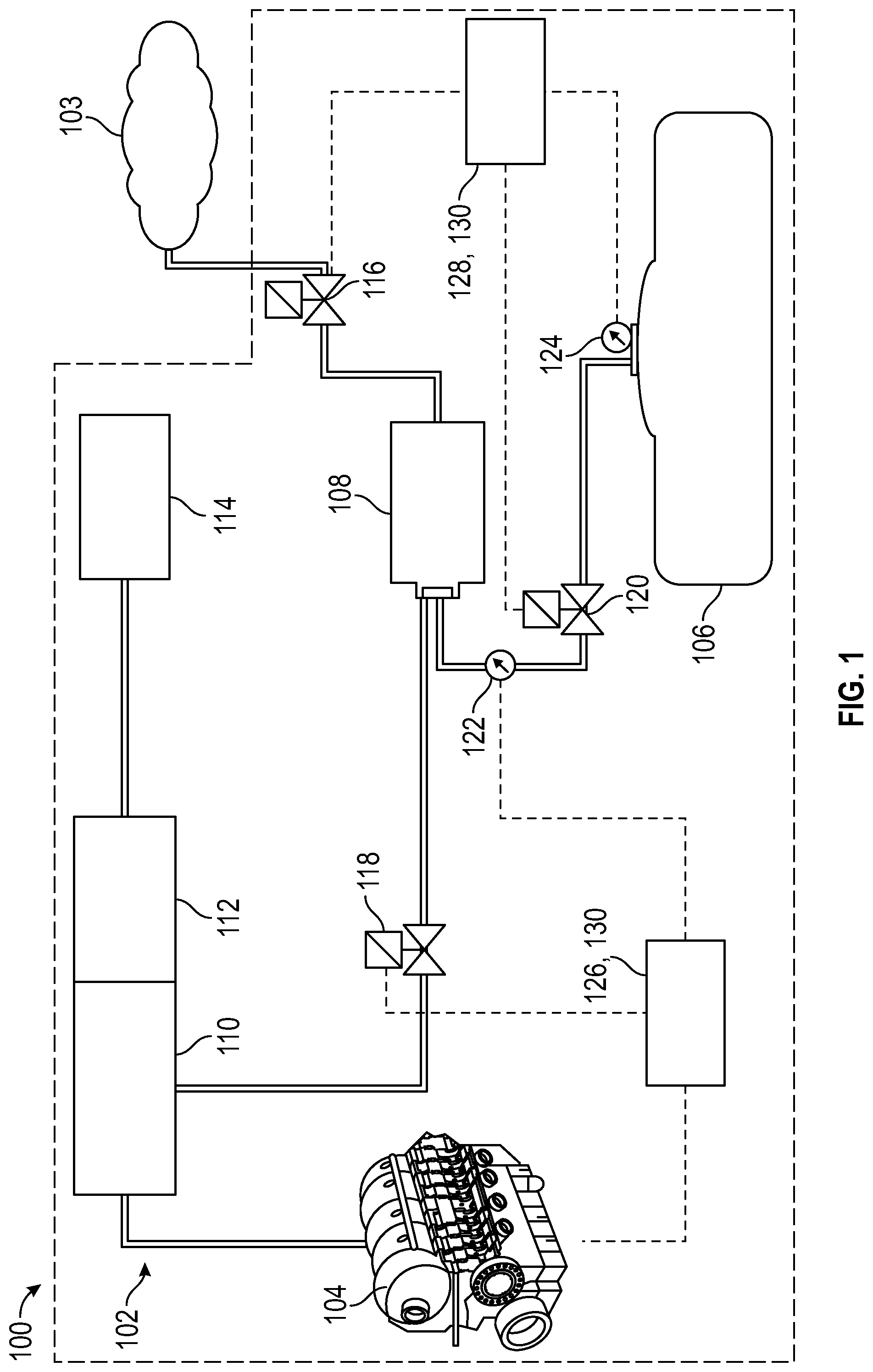 Patent US12092044 — Fuel tank isolation valve controls and diagnostics — Figure 1