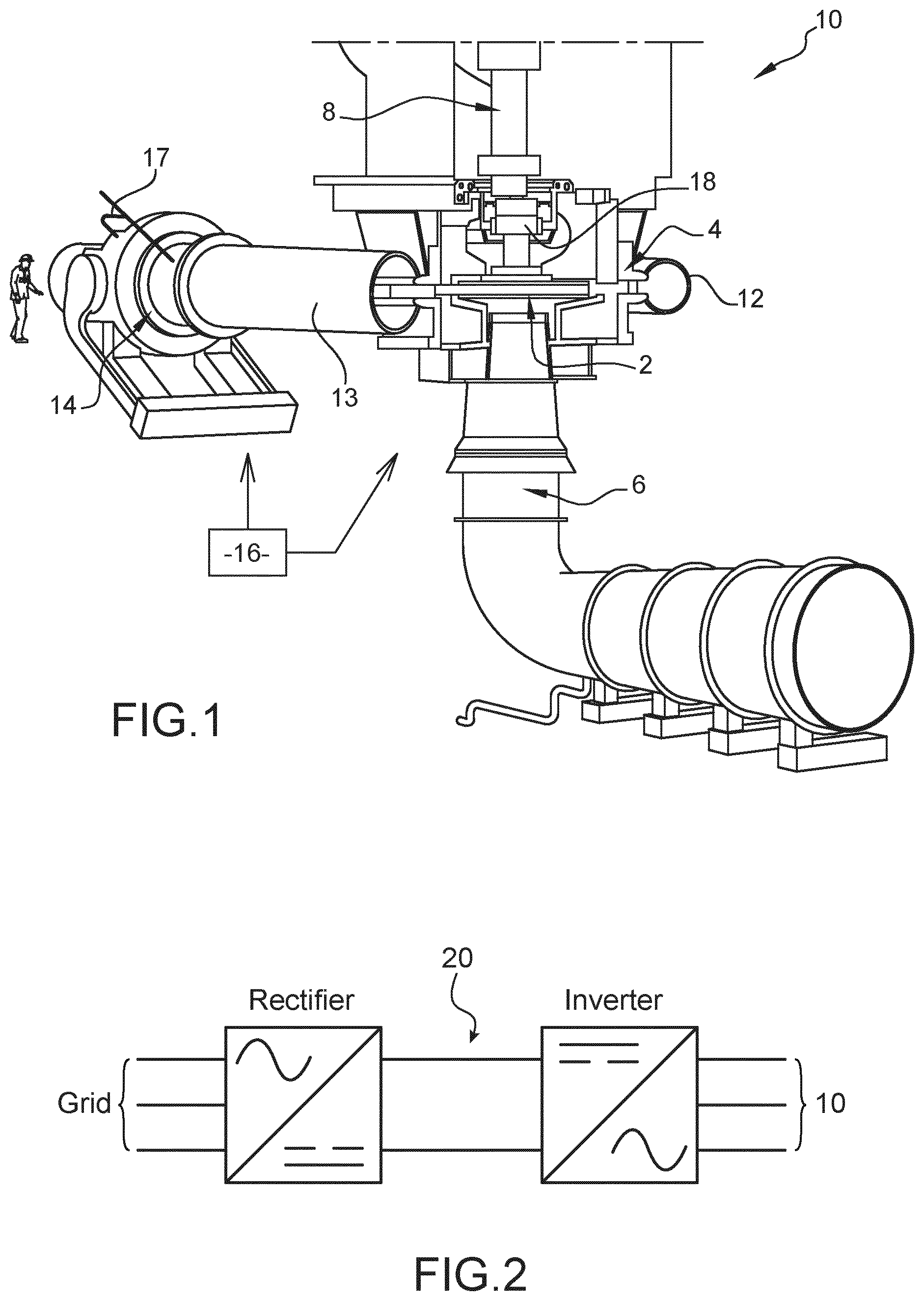 Patent US12092067 — Method for coupling a hydroelectric power plant to the grid comprising at least two hydroelectric units — Figure 1