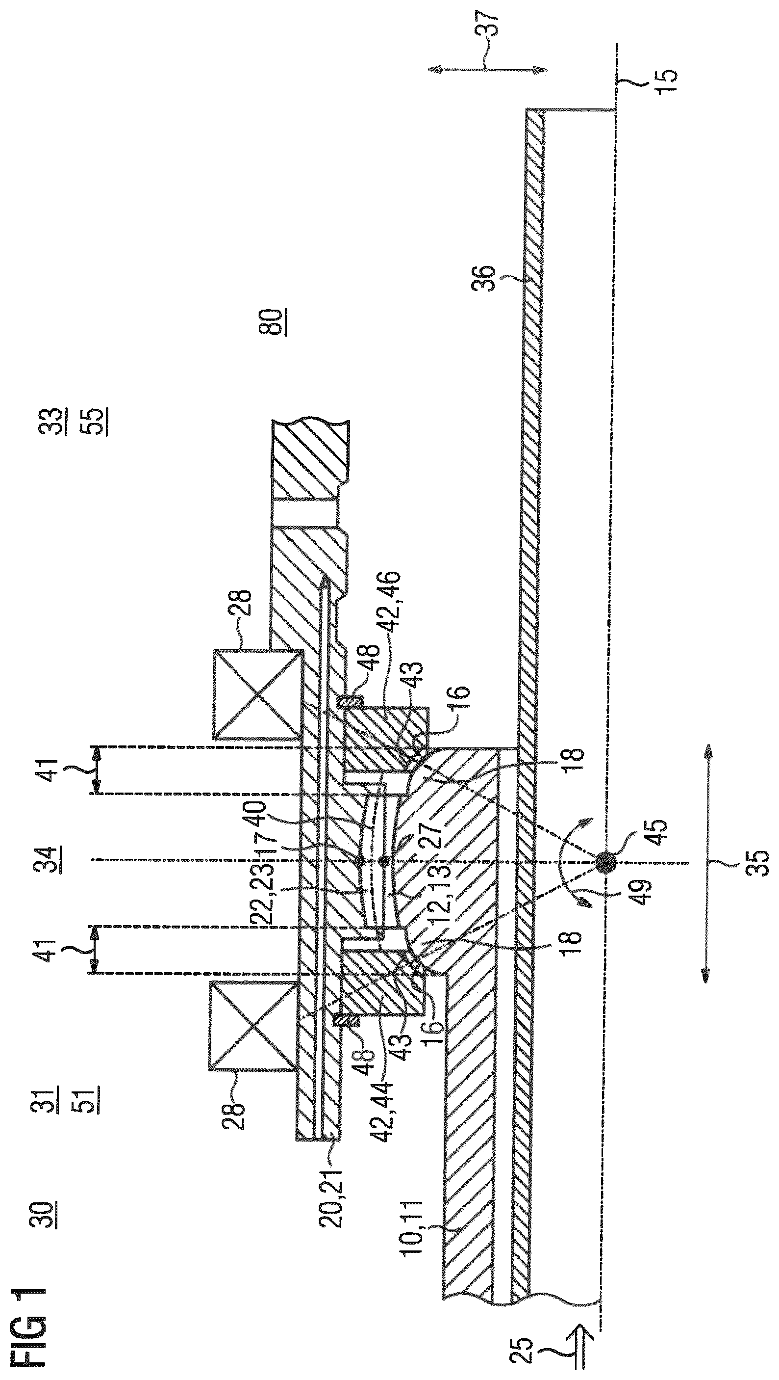 Patent US12092078 — Adjustable rotor shaft assembly,data agglomeration, generator gearbox and wind turbine — Figure 1
