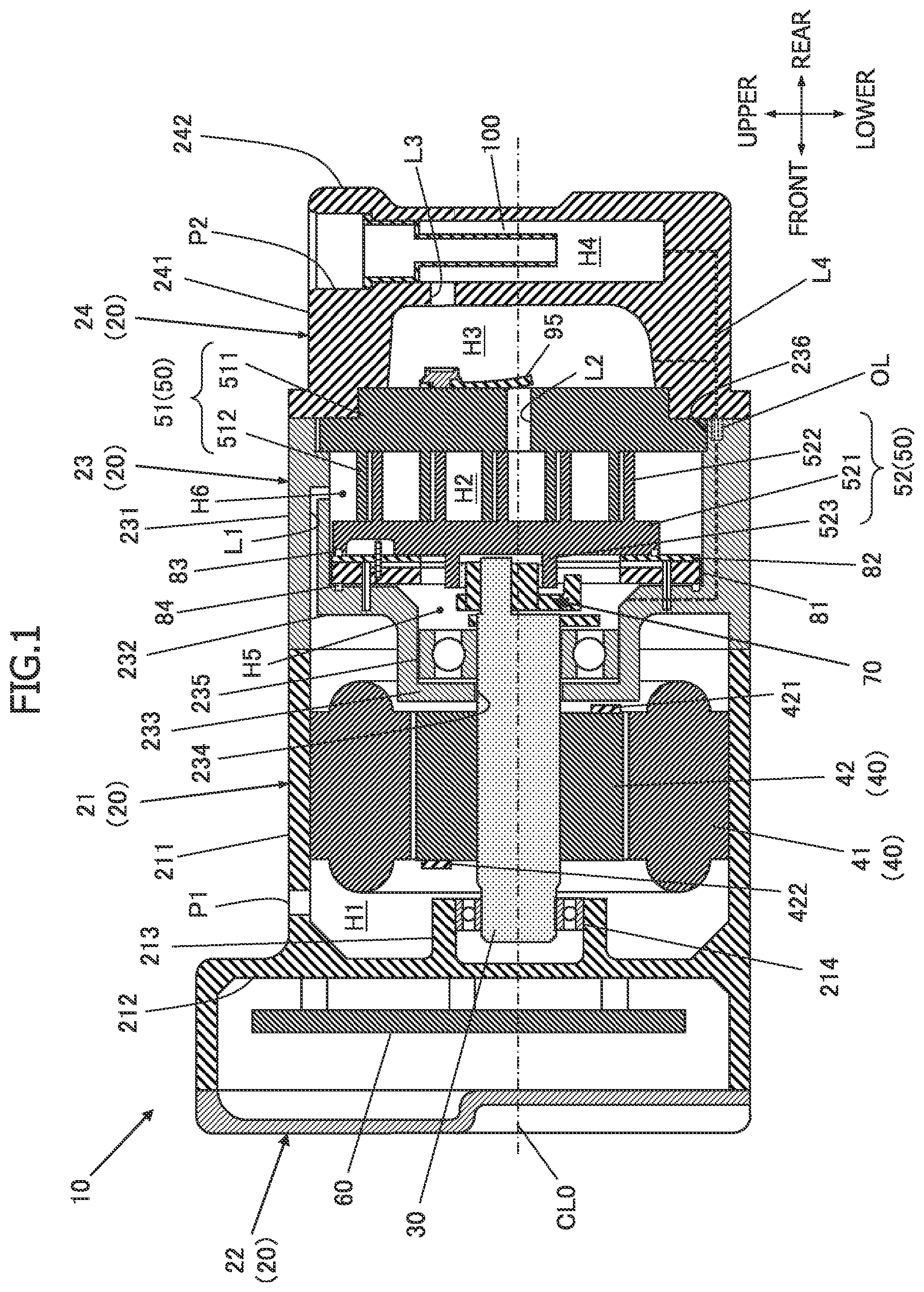 Patent US12092104 — Scroll compressor with a thrust plate and a flexible thrust sheet member — Figure 1