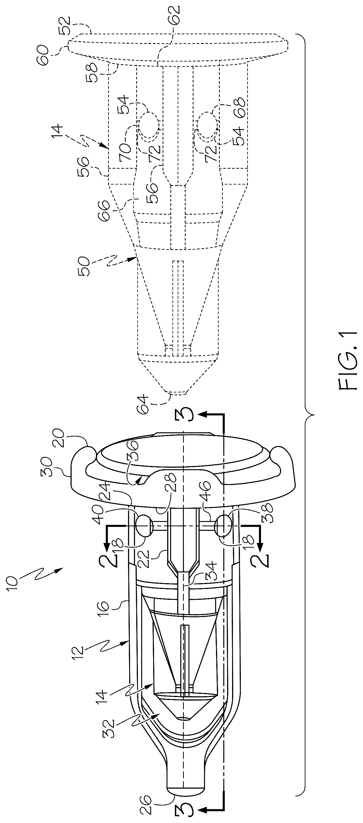 Patent US12092138 — Coupling assemblies having frangible portions — Figure 1