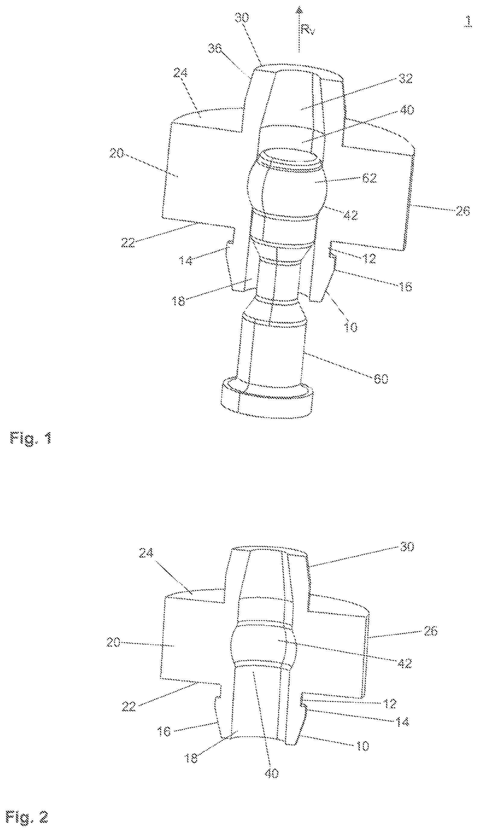 Patent US12092149 — Resilient connecting block, connecting pin therefor, and a connection between two components via the resilient connecting block — Figure 1