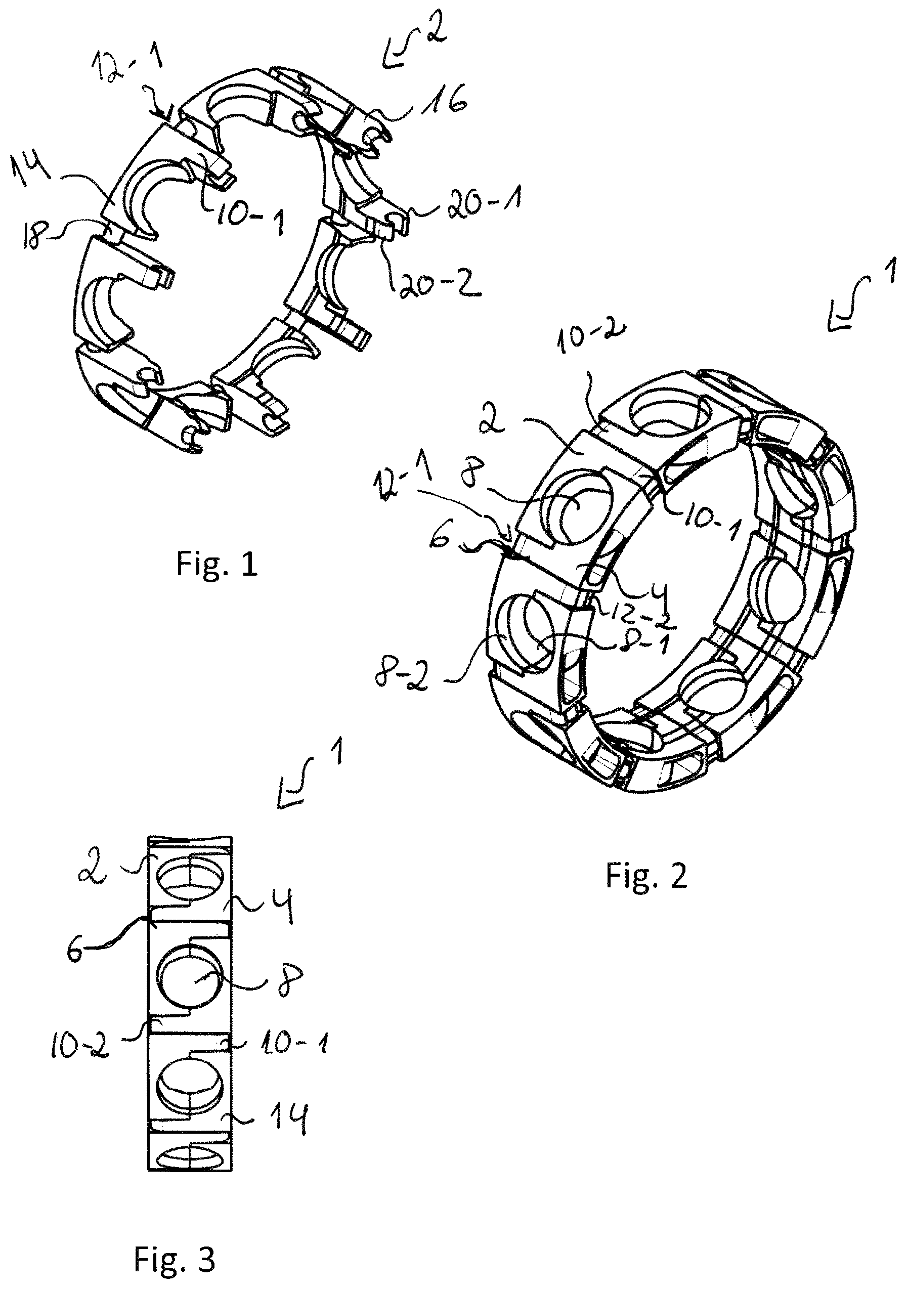 Patent US12092158 — Two-part bearing cage for a rolling bearing — Figure 1